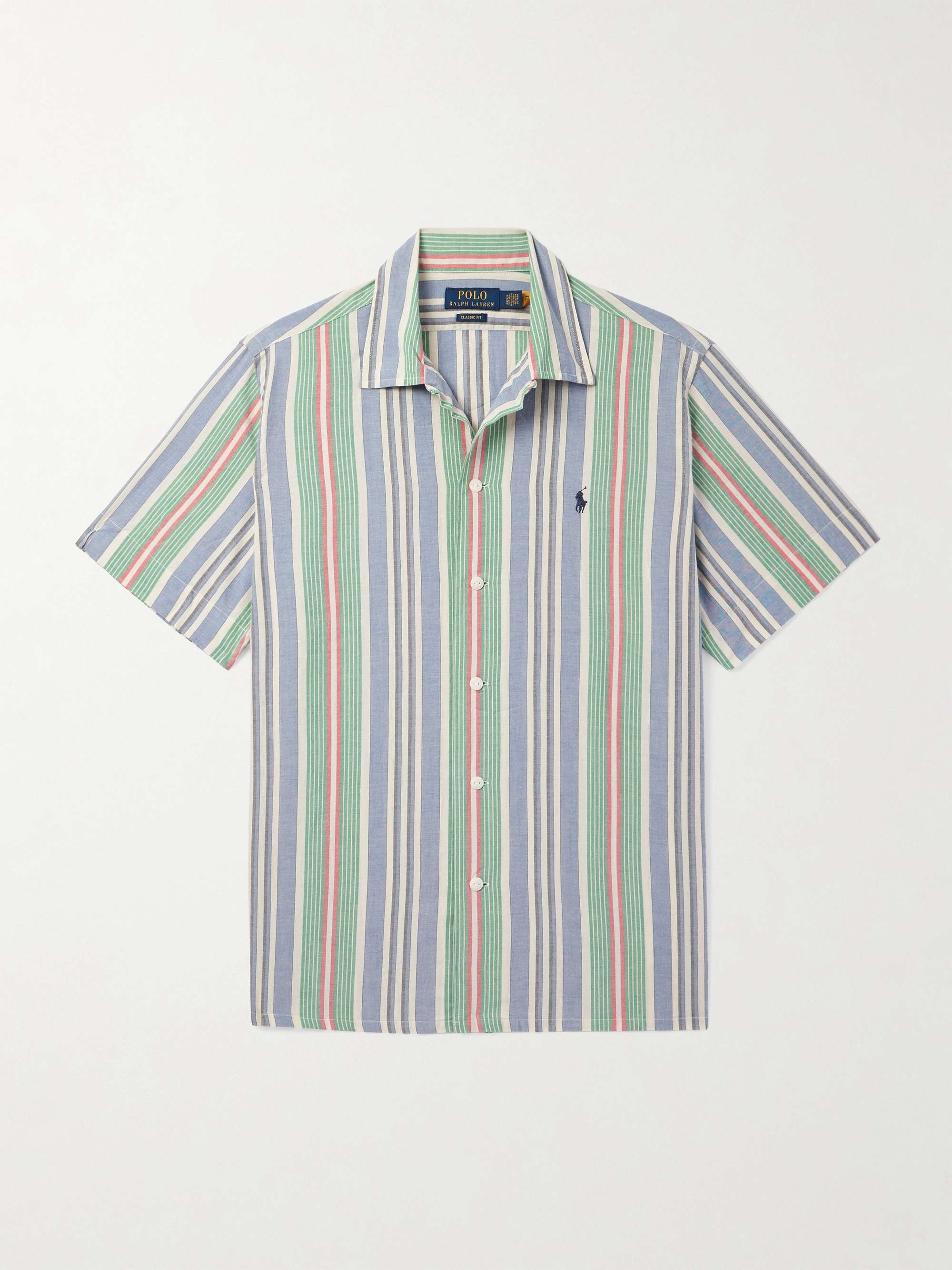 Logo-Embroidered Striped Cotton Shirt view