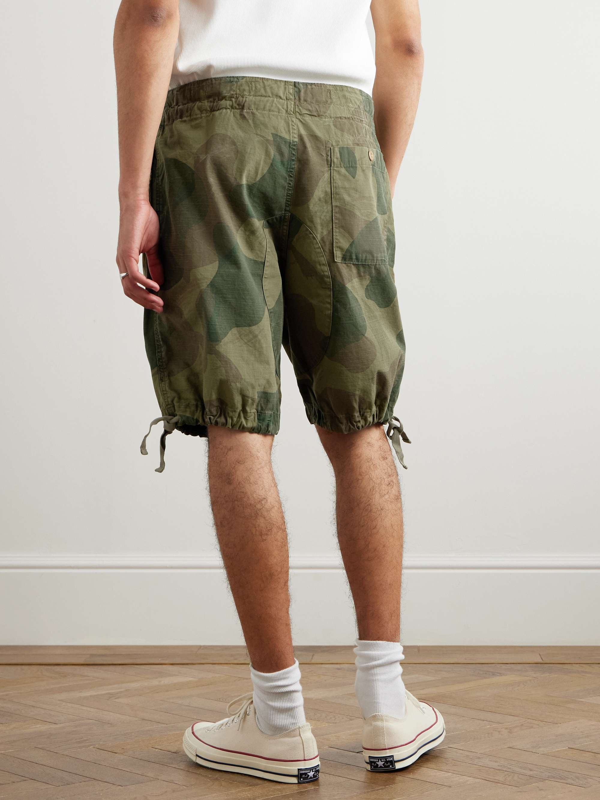 Straight-Leg Camouflage-Print Cotton Drawstring Shorts view