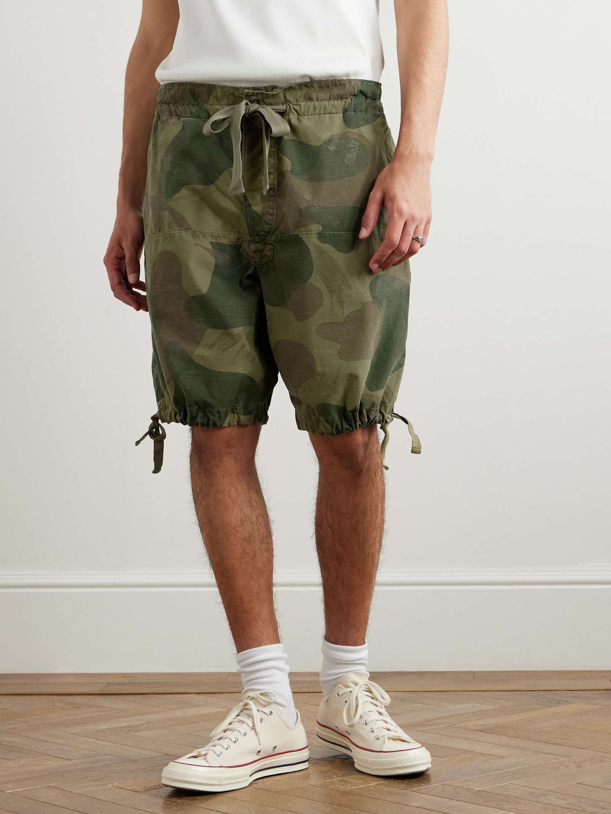 Straight-Leg Camouflage-Print Cotton Drawstring Shorts view
