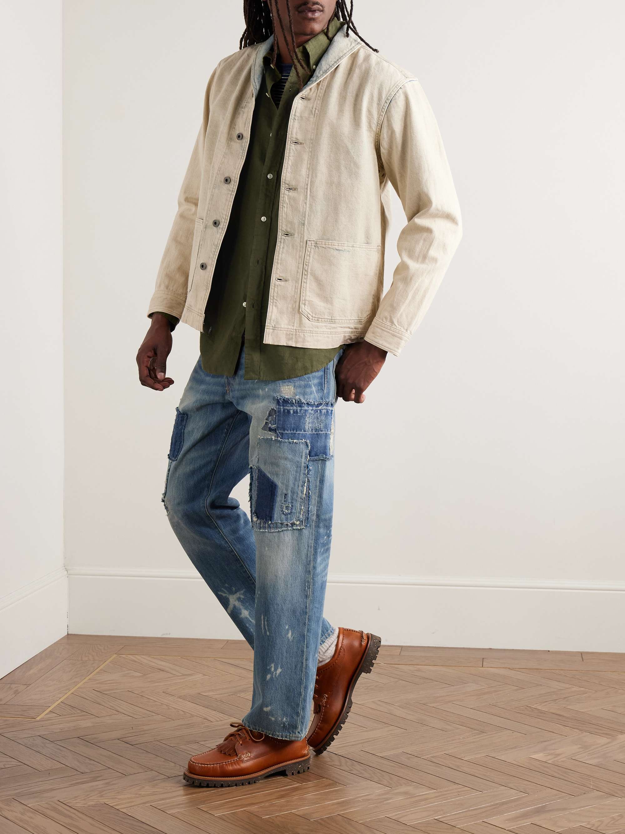 Button-Down Collar Logo-Embroidered Linen Shirt view