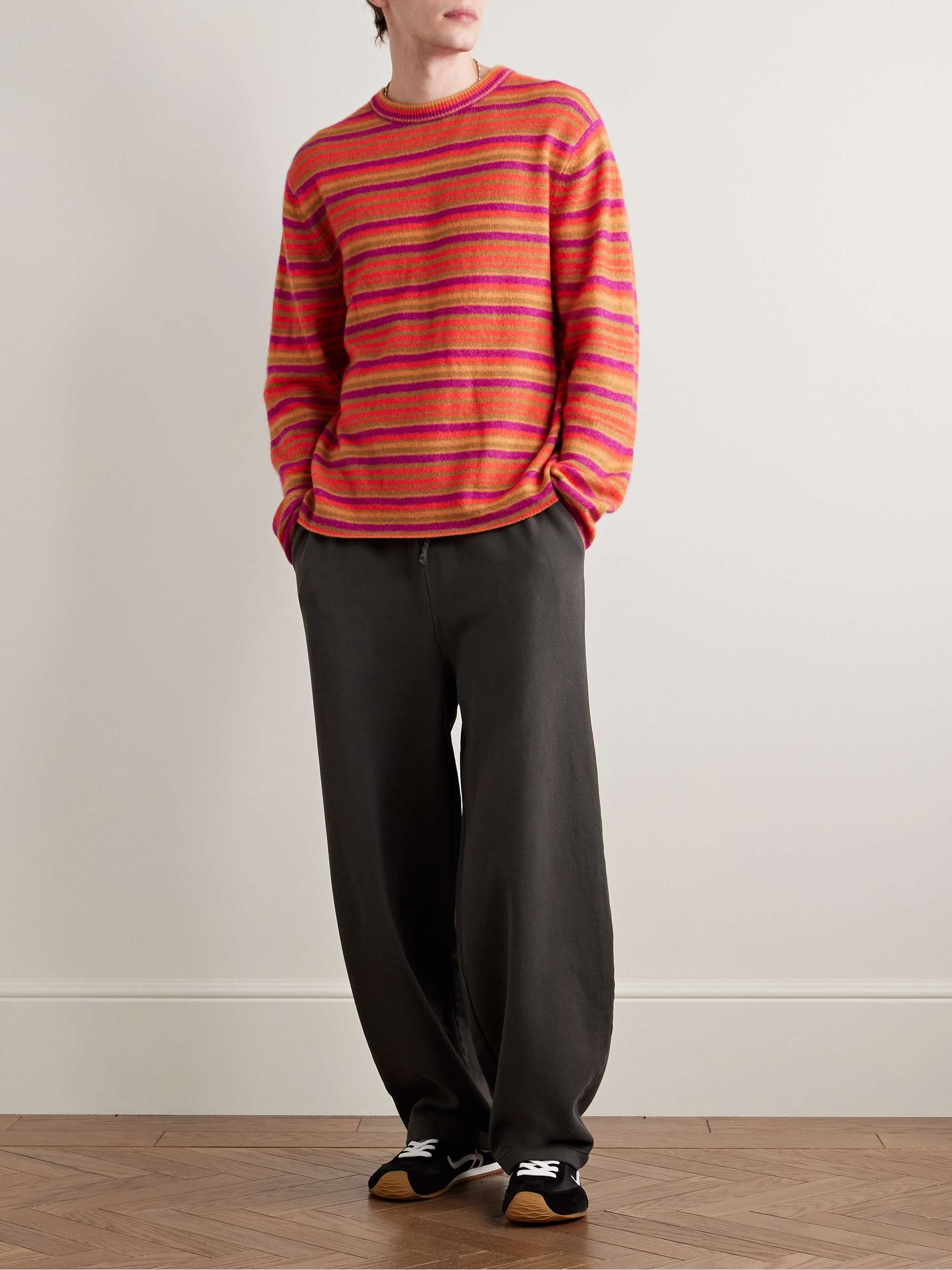 Striped Cashmere and Cotton-Blend Sweater view