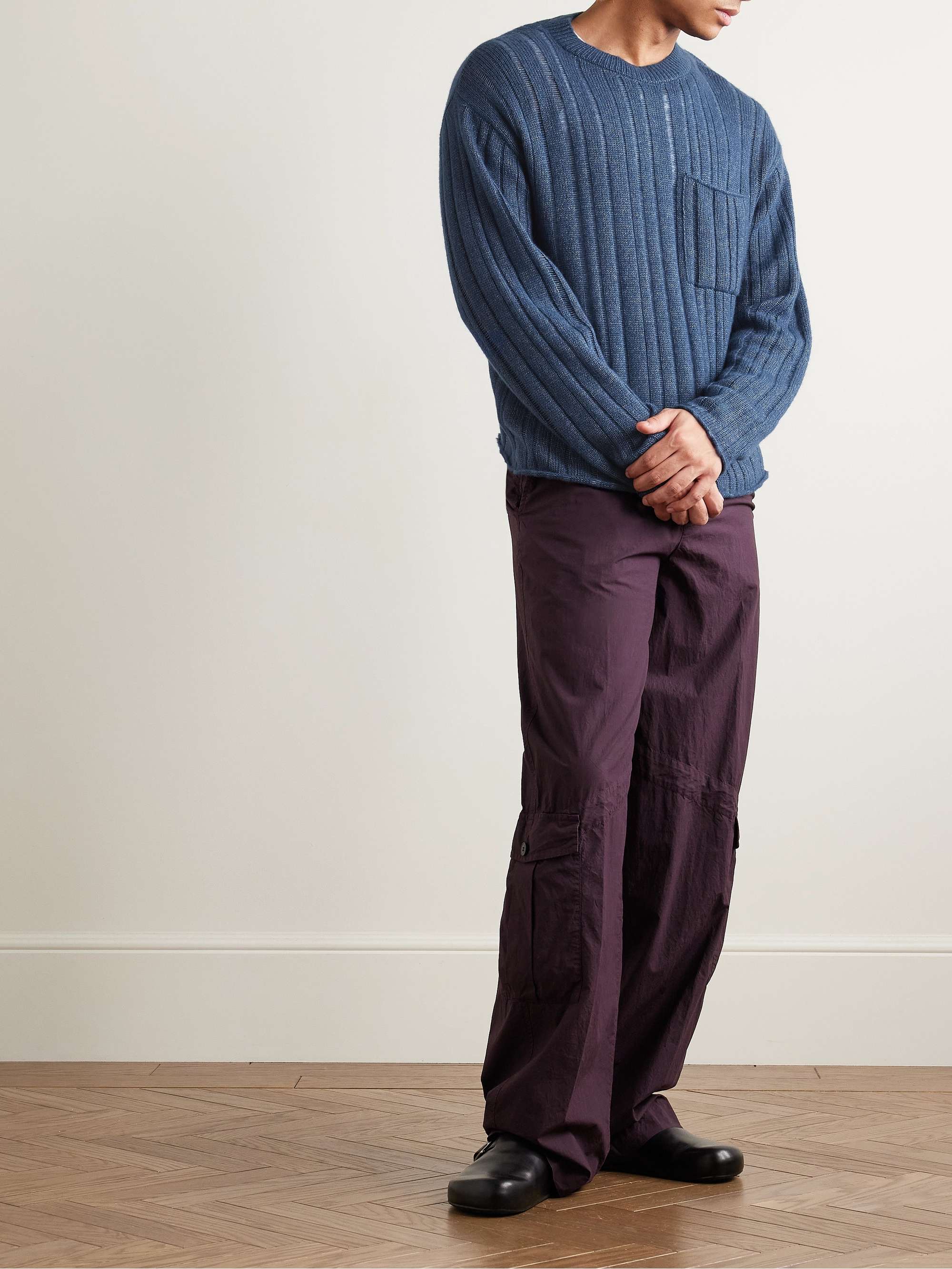 Racing Ribbed Cashmere and Cotton-Blend Sweater view