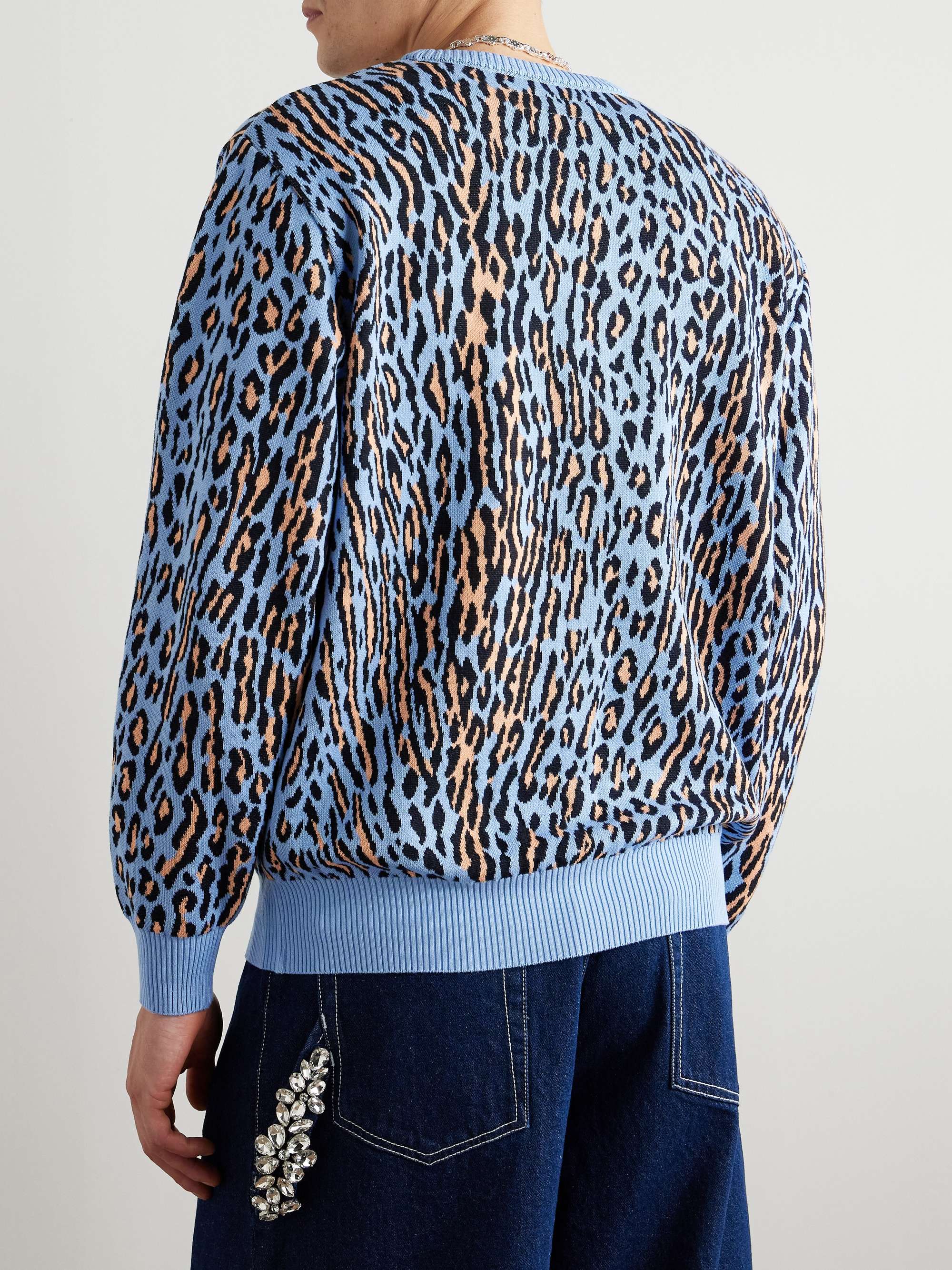 Leopard Cotton-Jacquard Cardigan view