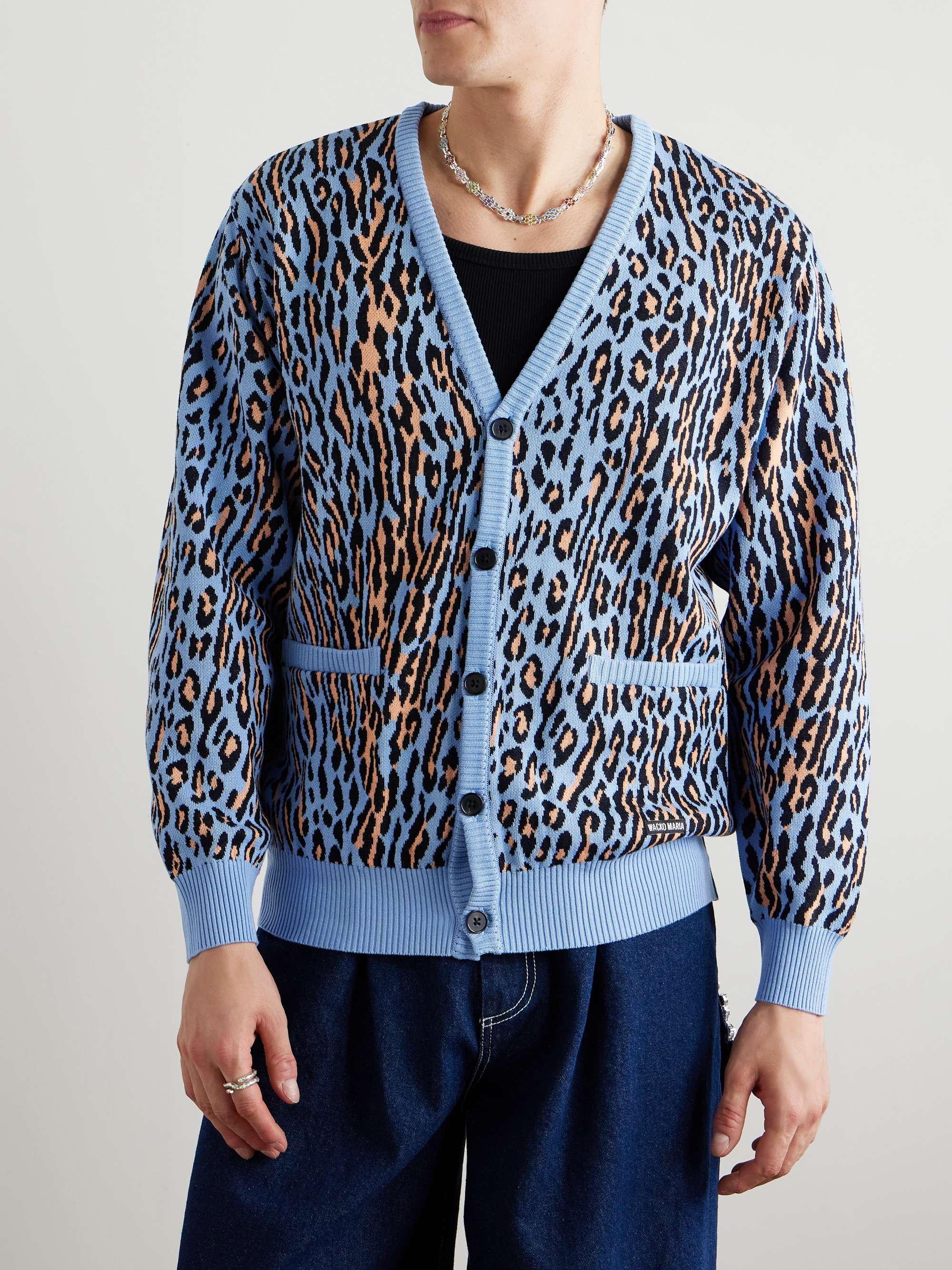 Leopard Cotton-Jacquard Cardigan view