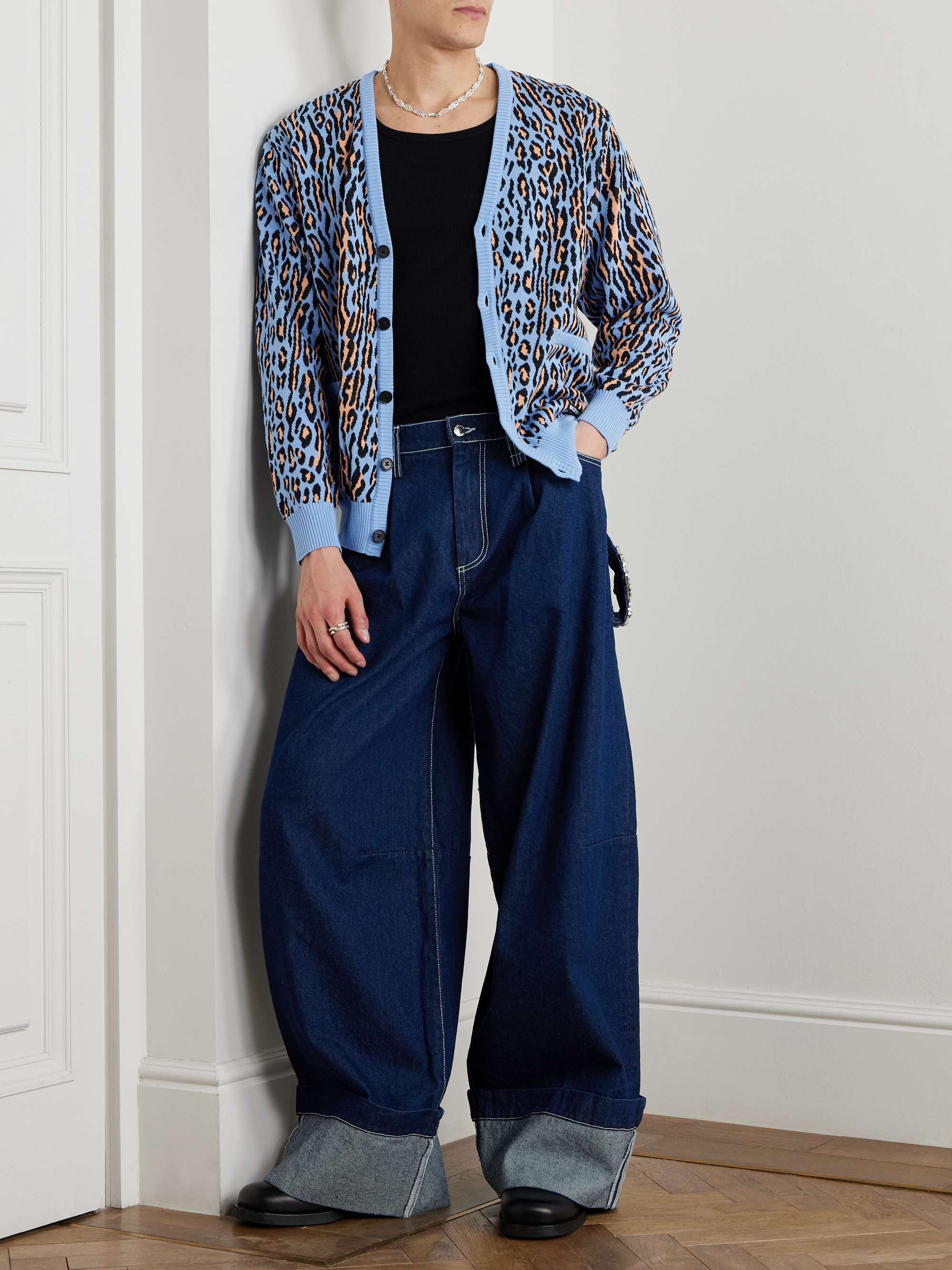 Leopard Cotton-Jacquard Cardigan view