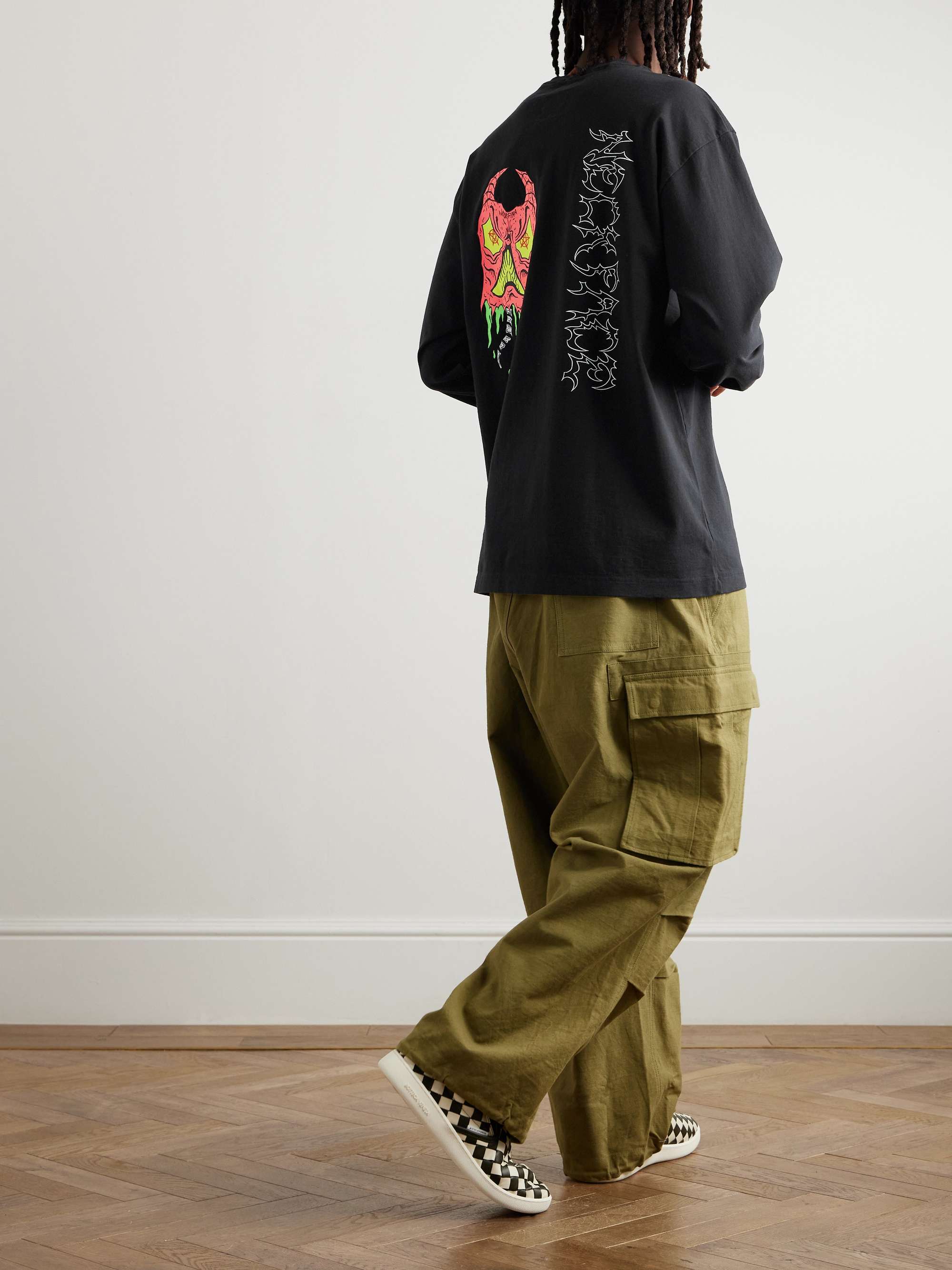 + Neck Face Logo-Embroidered Printed Cotton-Jersey T-Shirt view