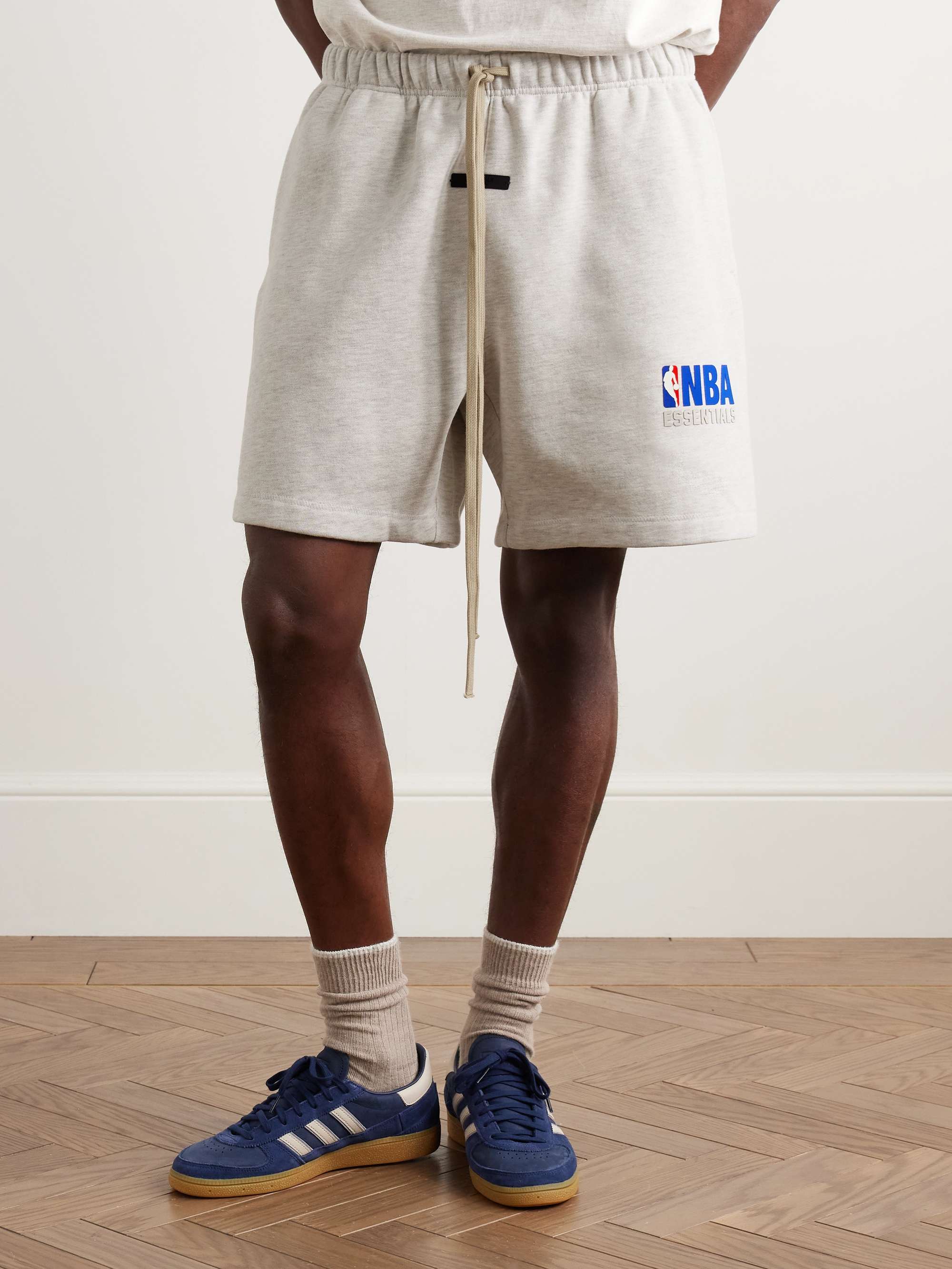 + NBA Straight-Leg Appliquéd Cotton-Blend Jersey Drawstring Shorts view
