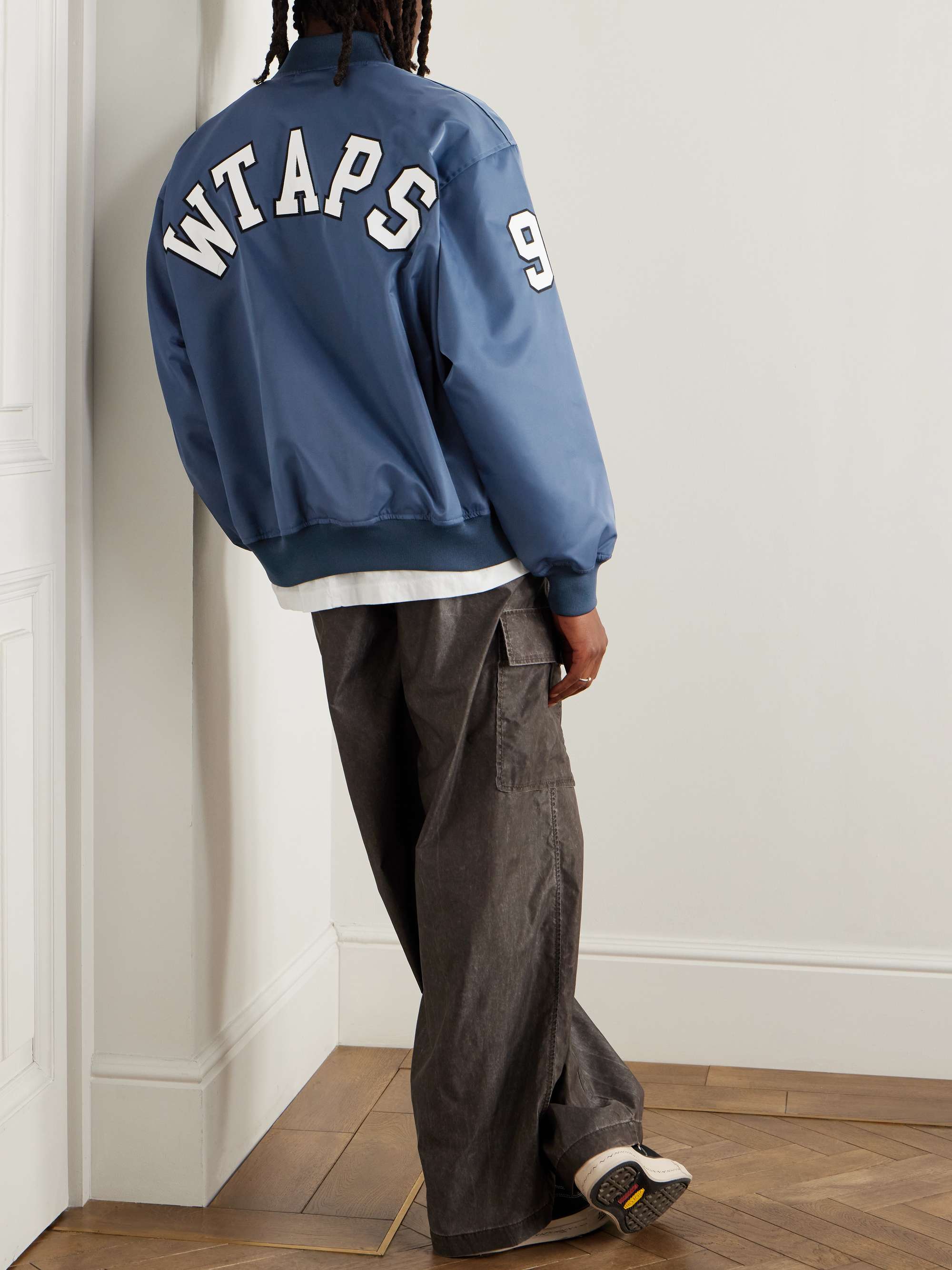 Team Logo-Appliquéd Padded Nylon-Twill Bomber Jacket view