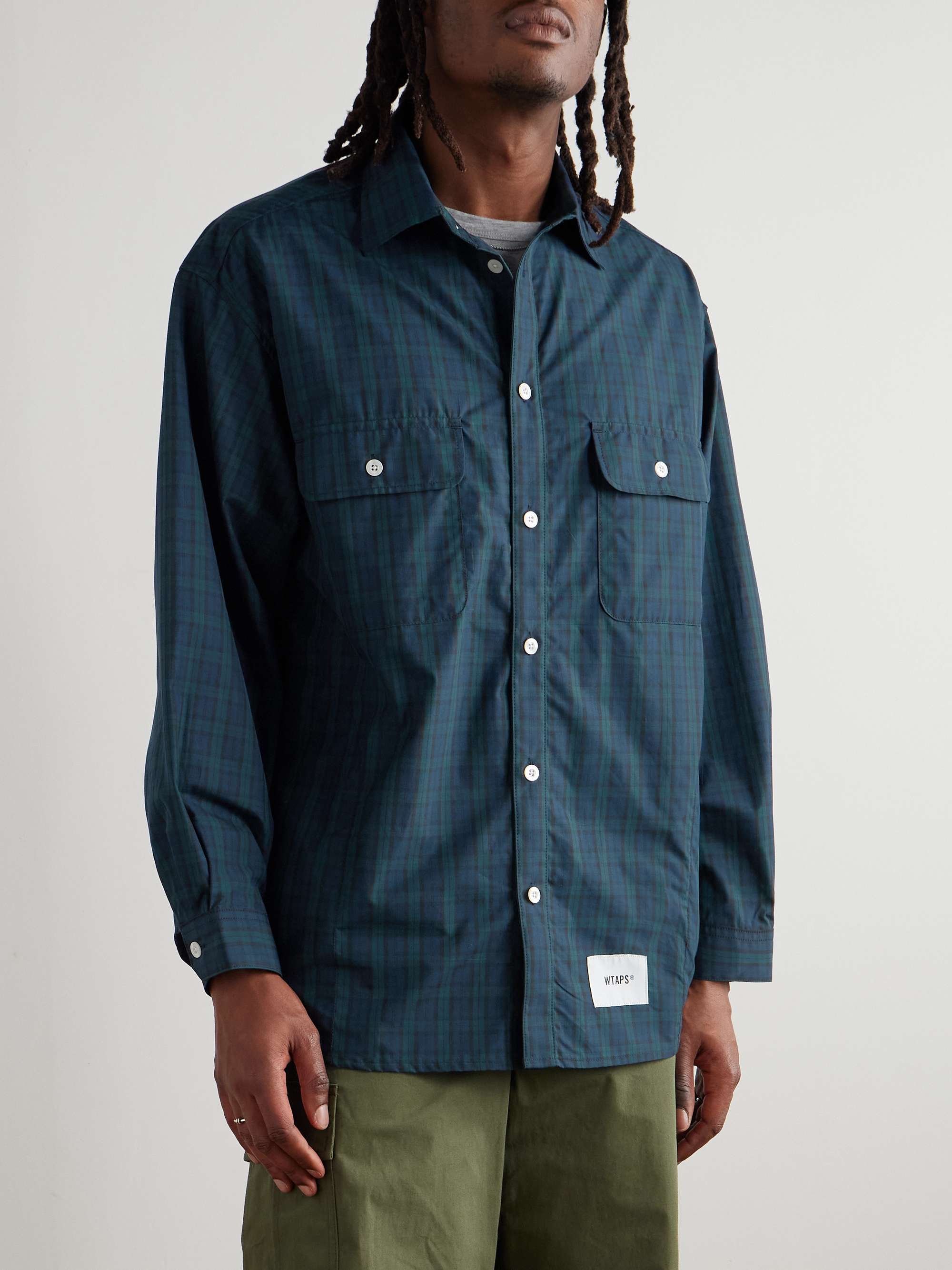 Logo-Appliquéd Checked Cotton-Broadcloth Shirt view