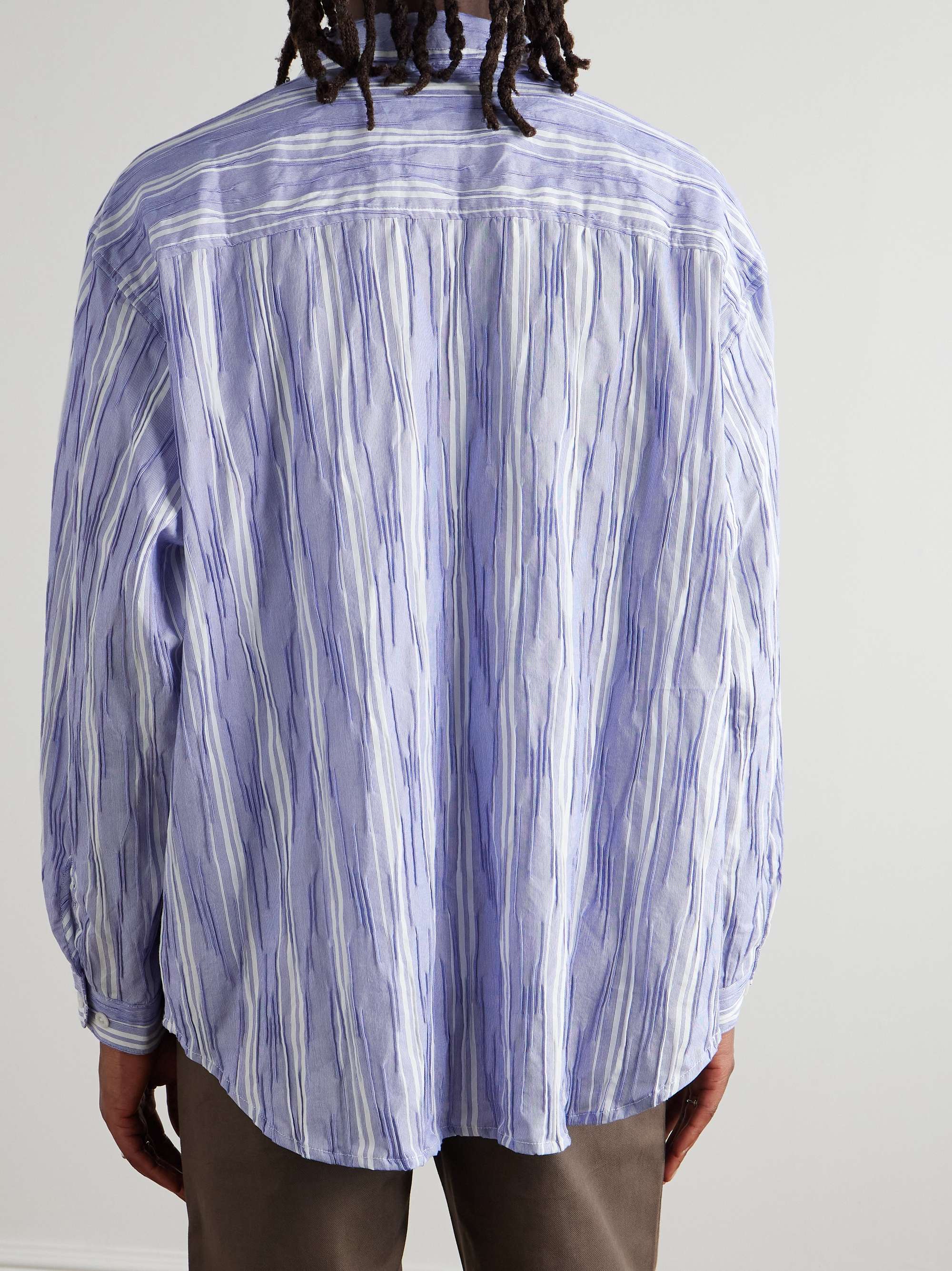 Logo-Appliquéd Striped Cotton-Blend Dobby Shirt view