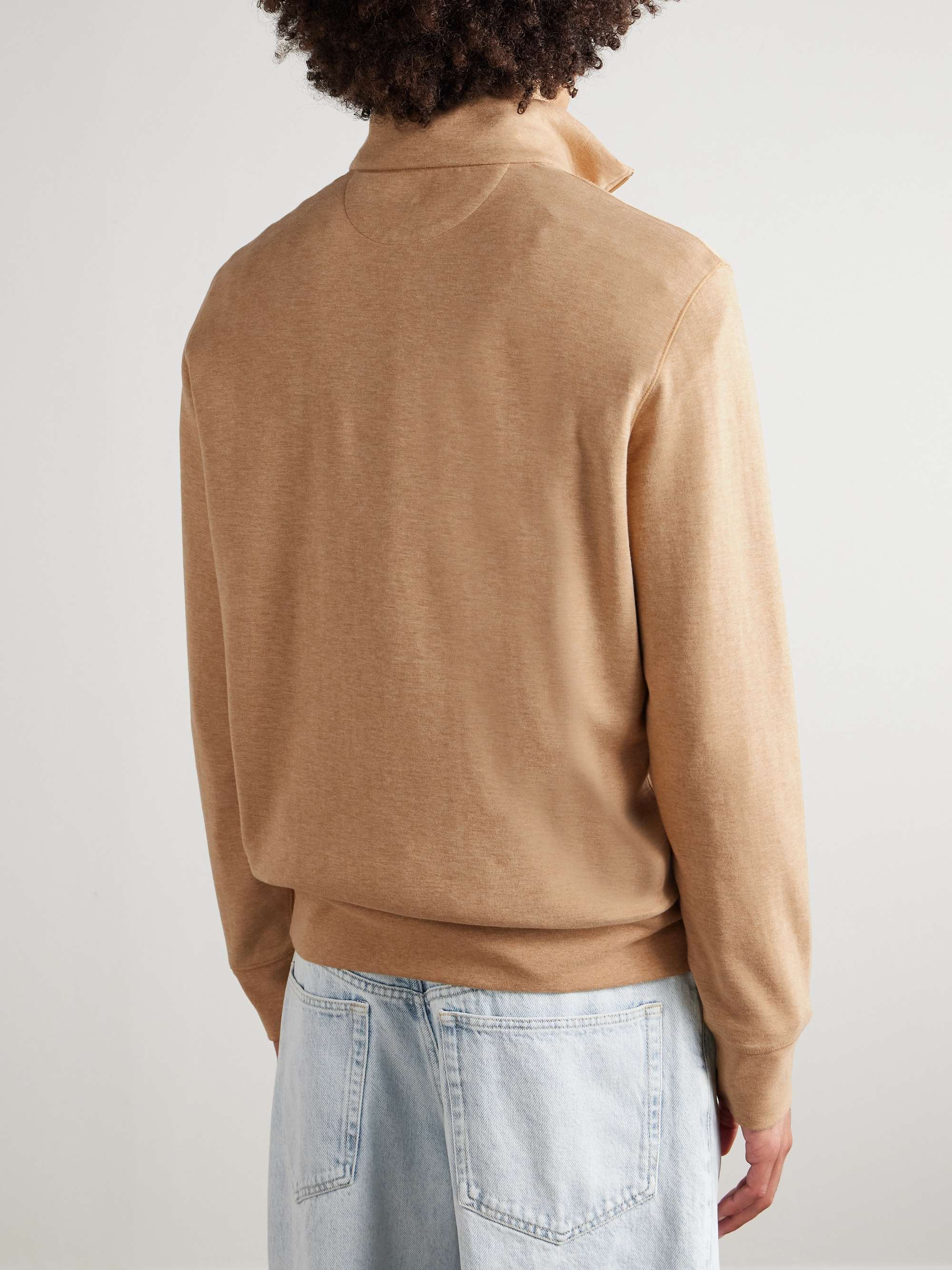 Logo-Embroidered Cotton-Blend Jersey Half-Zip Sweatshirt view