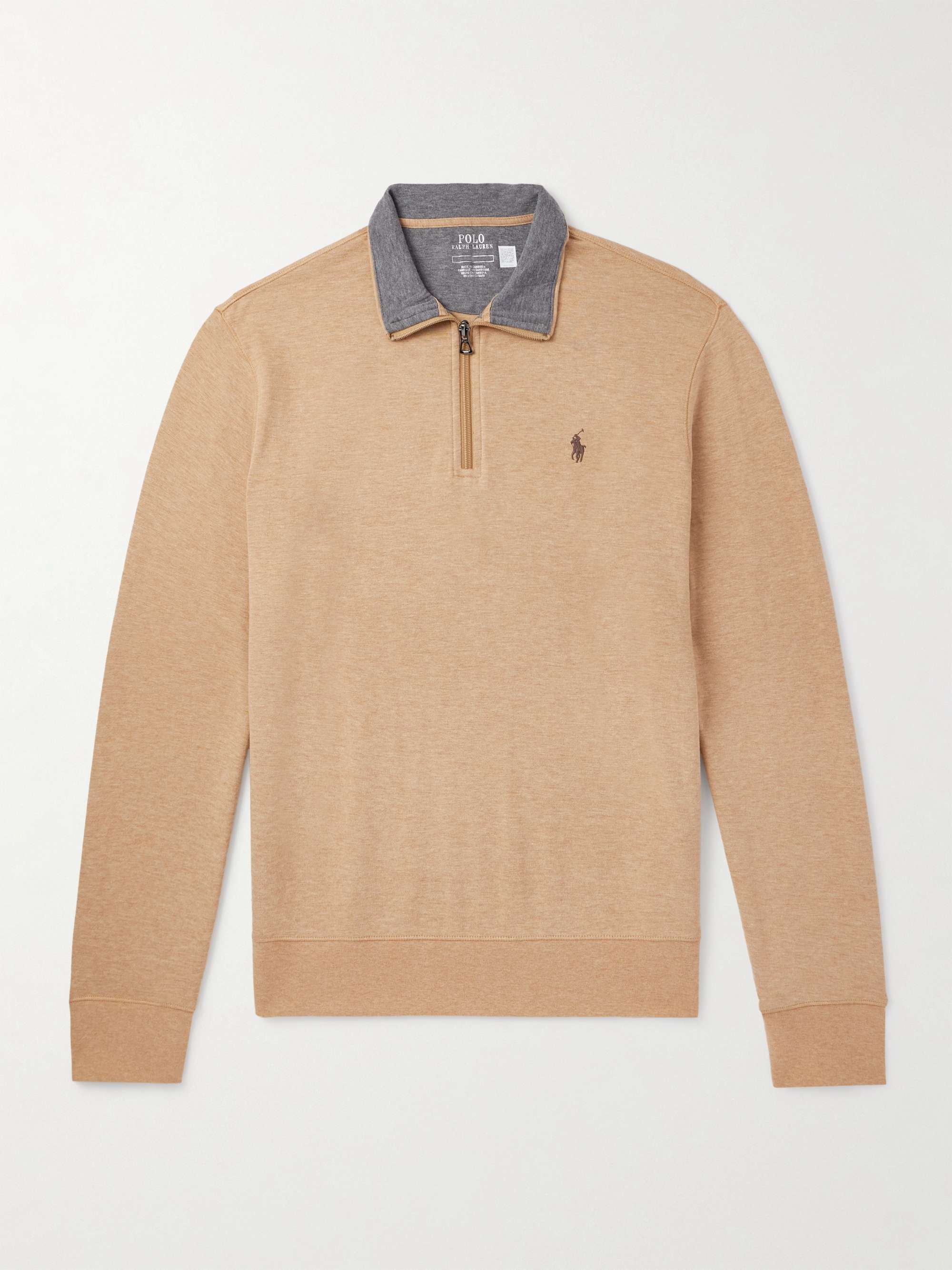 Logo-Embroidered Cotton-Blend Jersey Half-Zip Sweatshirt view