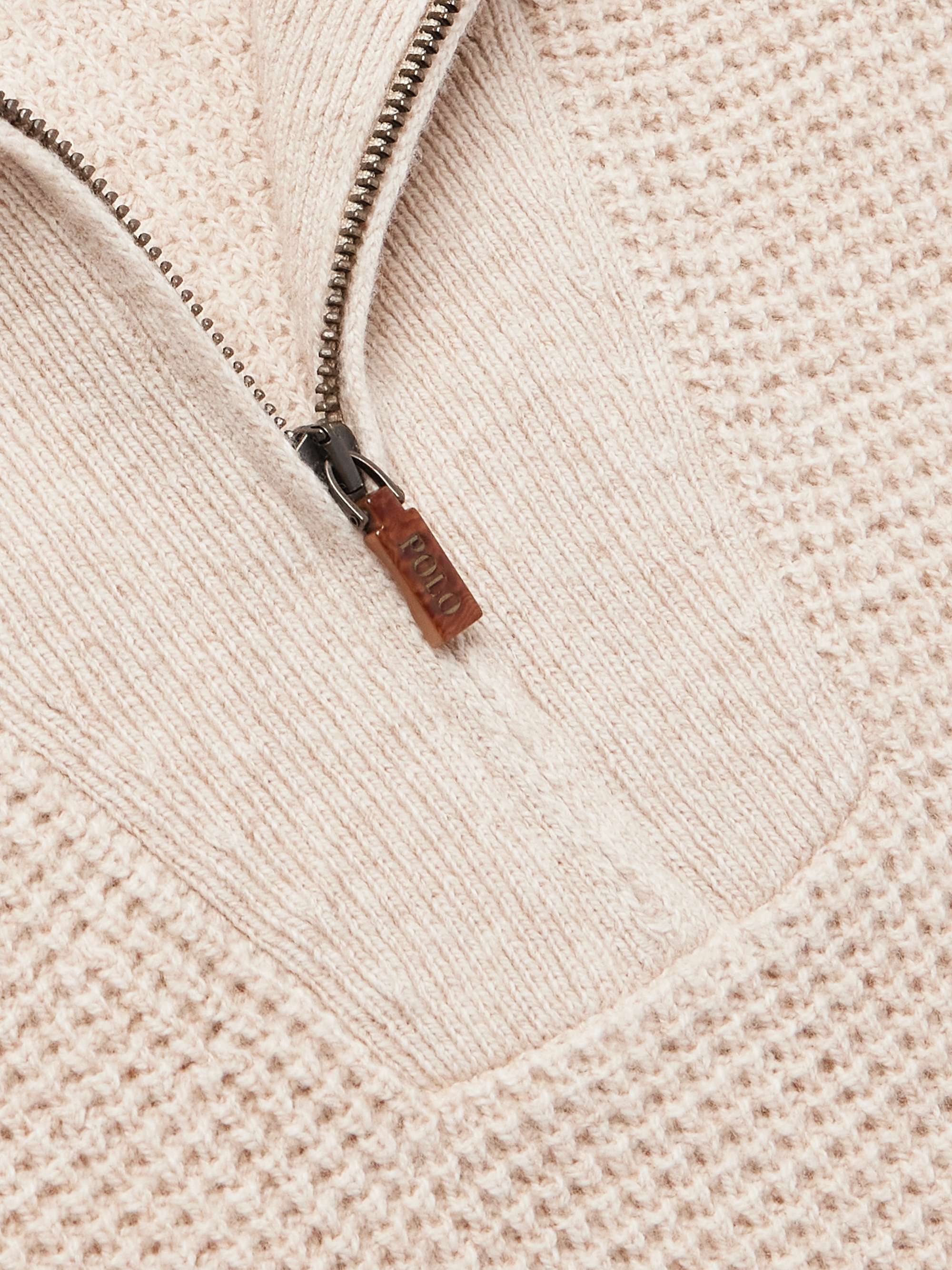 Waffle-Knit Wool and Cotton-Blend Half-Zip Sweater view