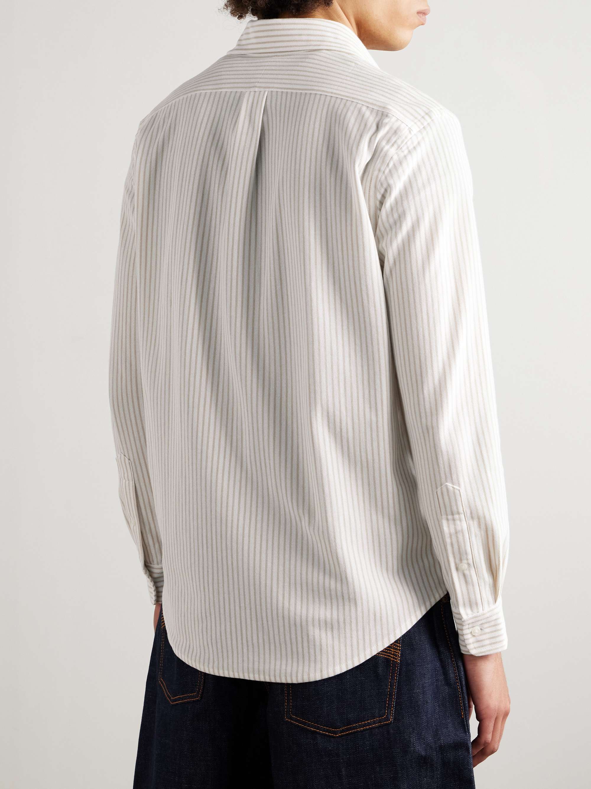 Slim-Fit Button-Down Collar Logo-Embroidered Striped Cotton Shirt view
