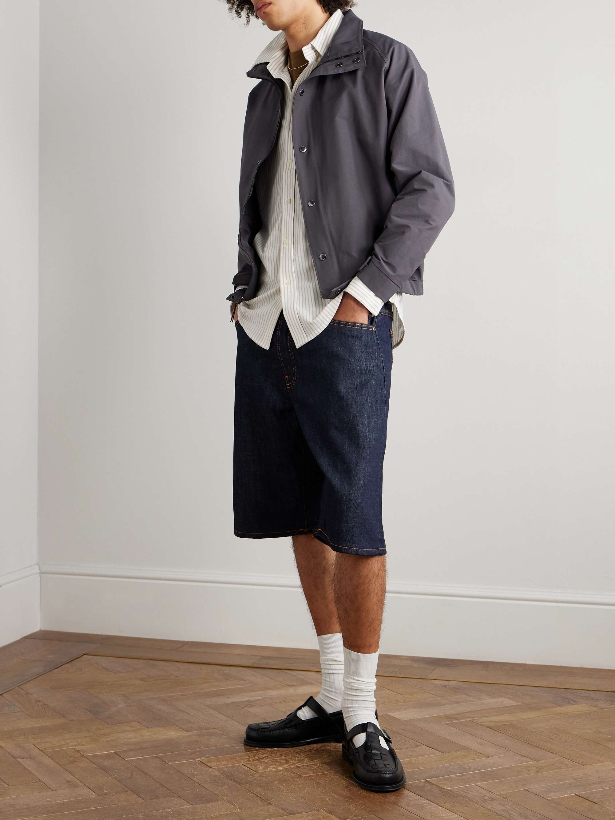 Slim-Fit Button-Down Collar Logo-Embroidered Striped Cotton Shirt view