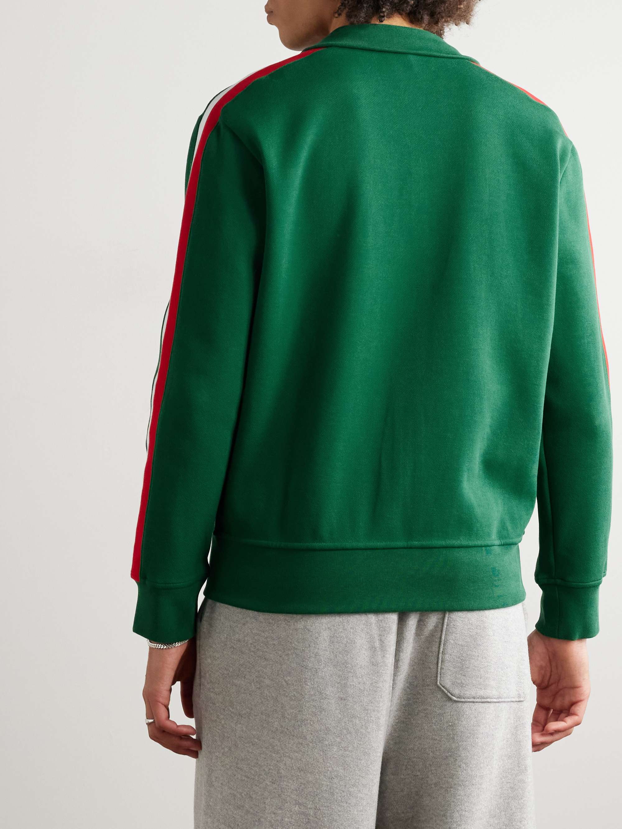Striped Cotton-Blend Jersey Zip-Up Sweatshirt view