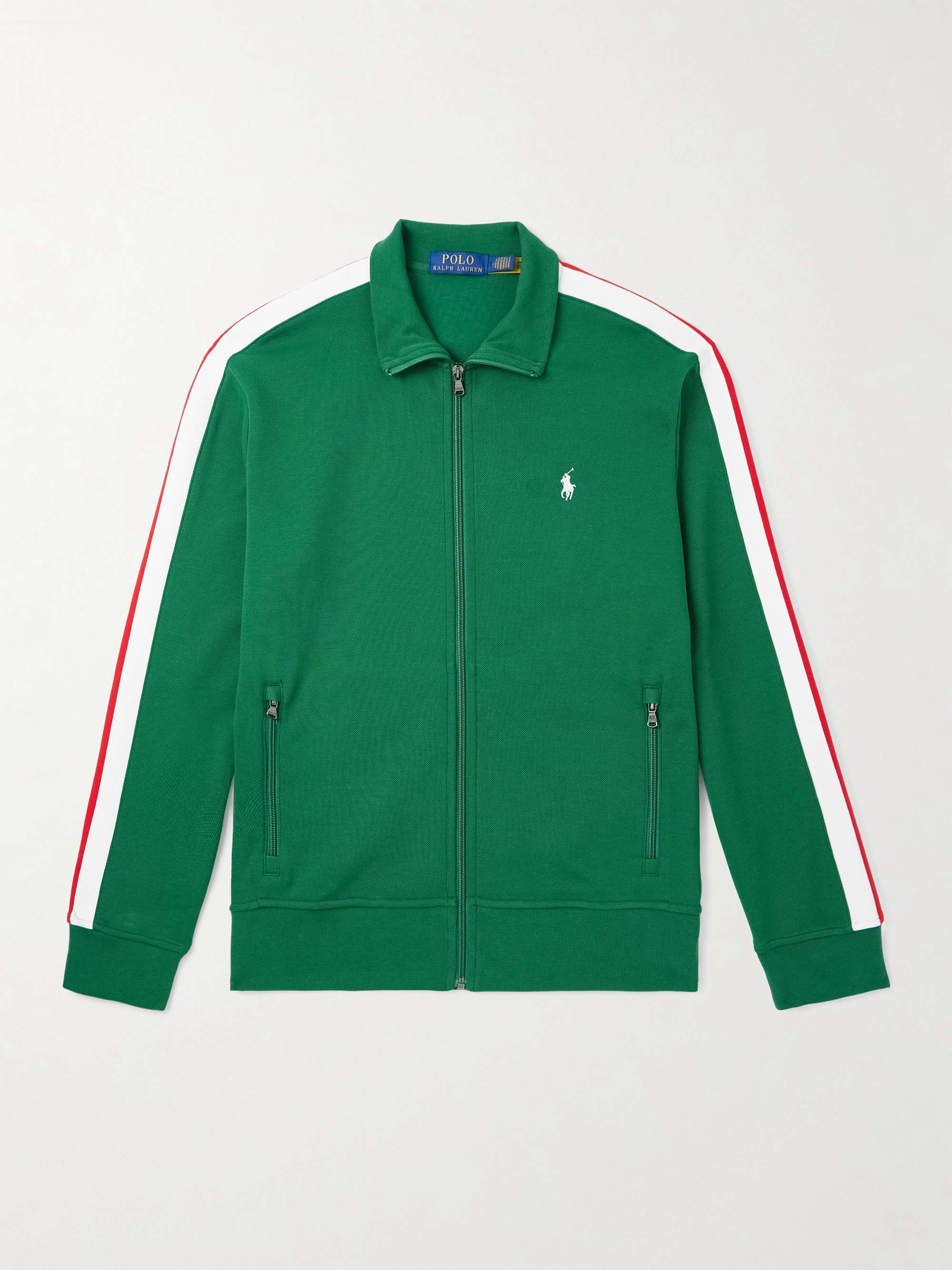 Striped Cotton-Blend Jersey Zip-Up Sweatshirt view