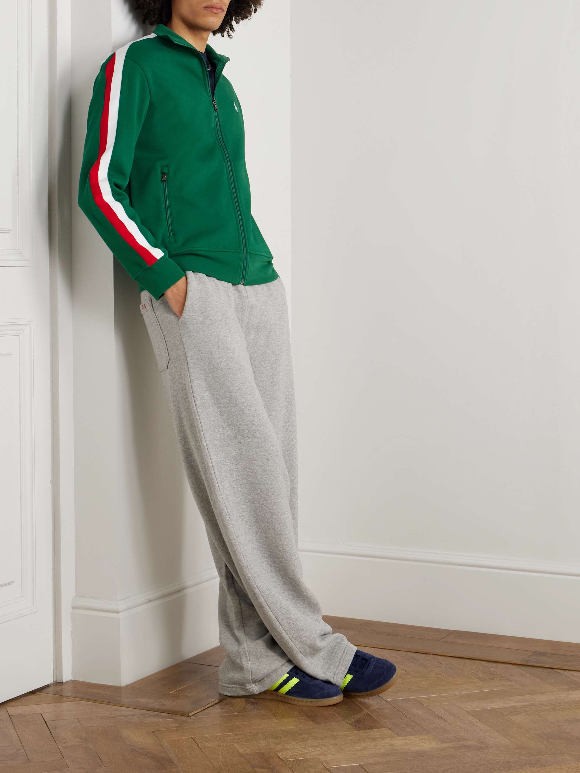 Striped Cotton-Blend Jersey Zip-Up Sweatshirt view