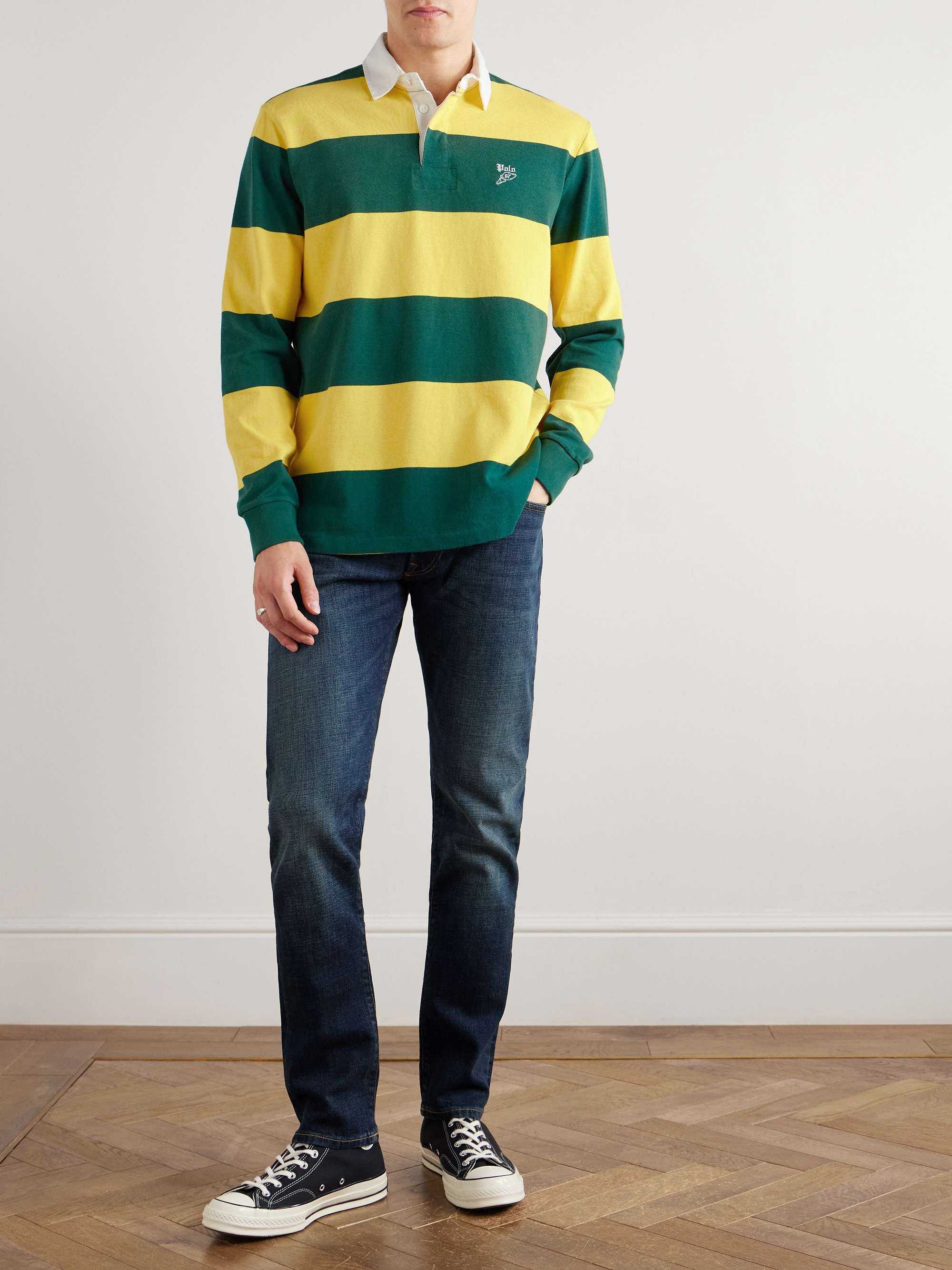 Logo-Embroidered Striped Cotton-Jersey Rugby Shirt view