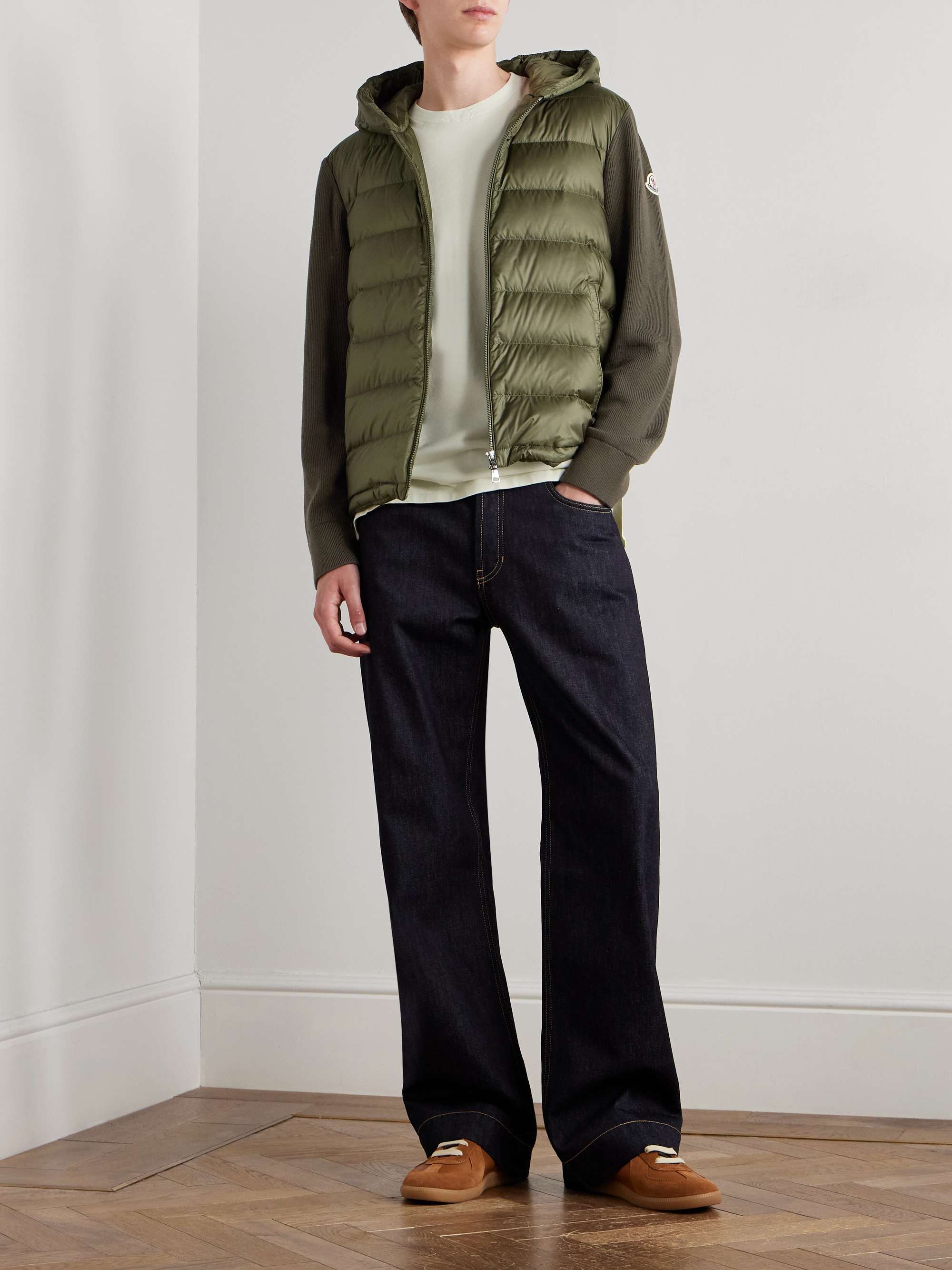 Logo-Appliquéd Wool-Trimmed Quilted Shell Hooded Down Zip-Up Cardigan view
