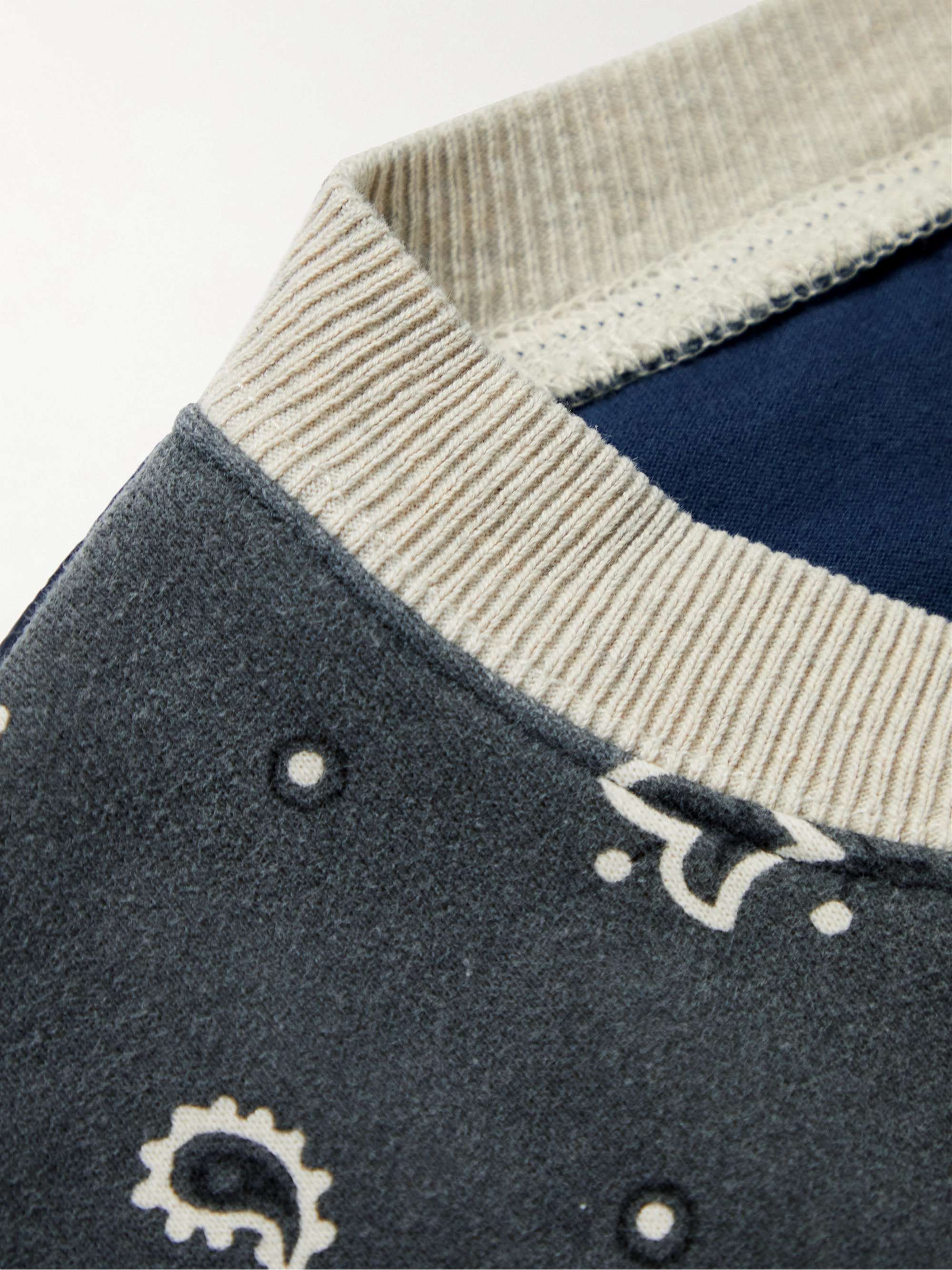 Bandana-Print Cotton-Jersey and Quilted Shell Sweatshirt view