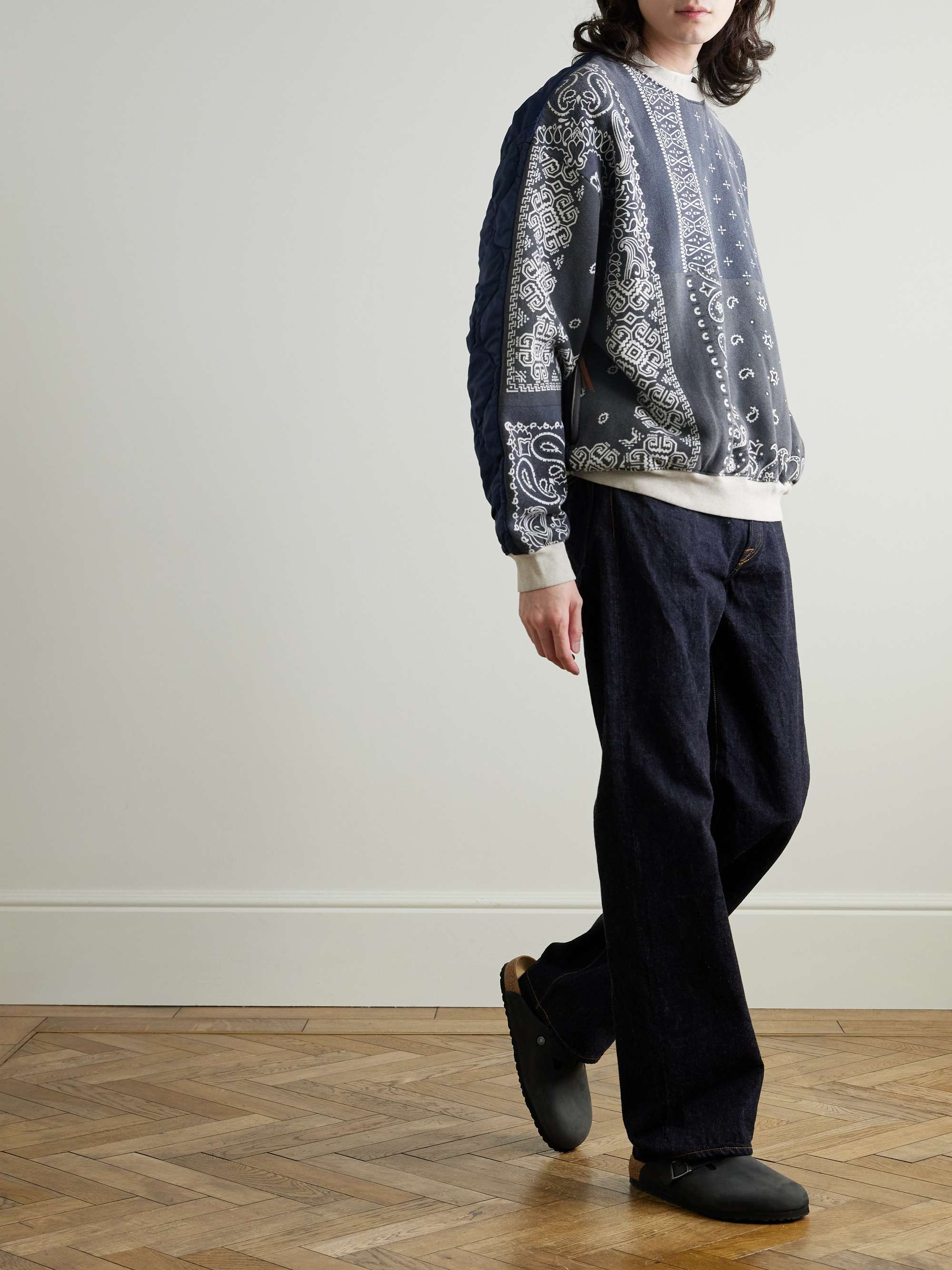 Bandana-Print Cotton-Jersey and Quilted Shell Sweatshirt view