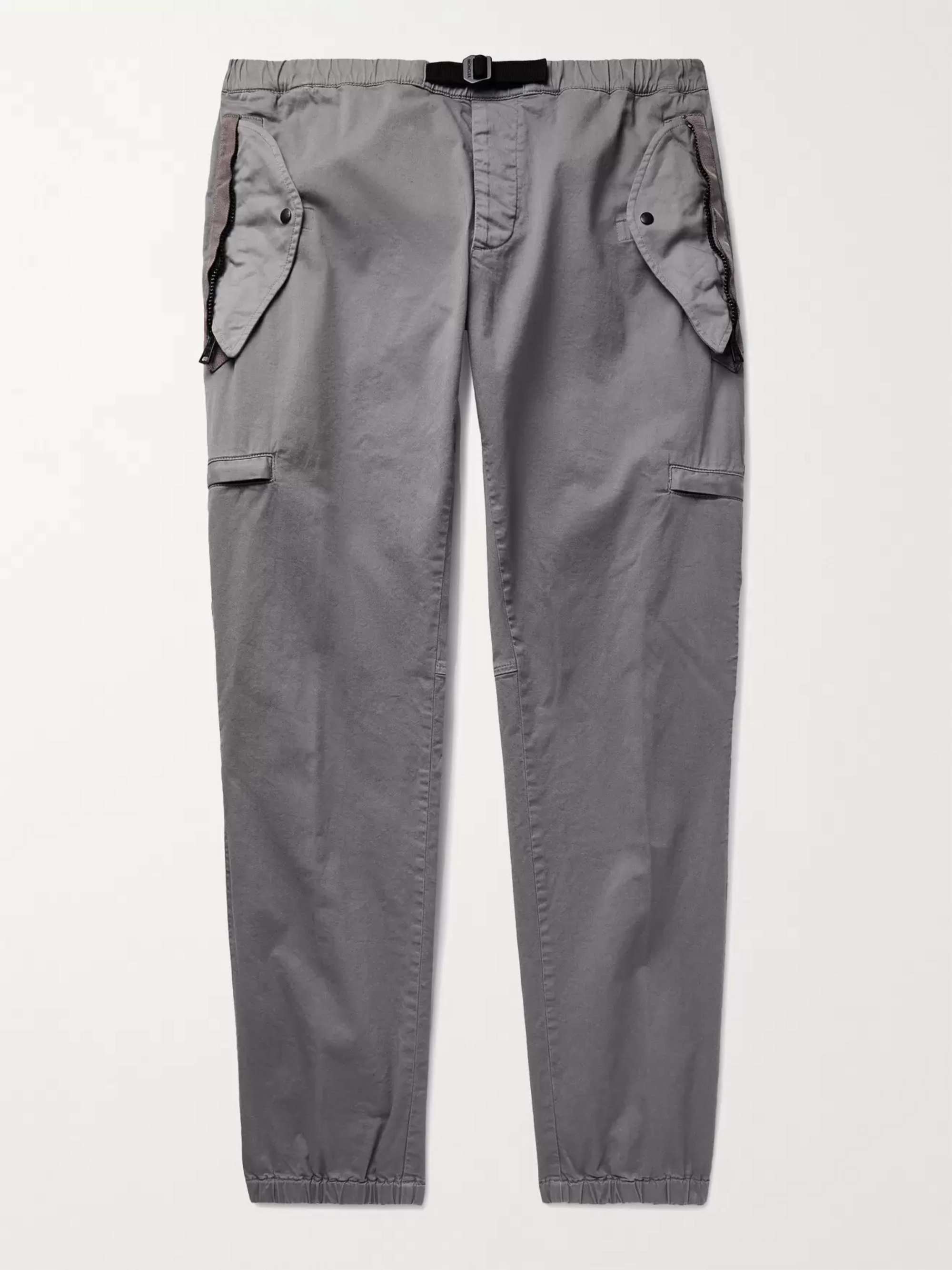 Tapered Belted Shell-Trimmed Stretch-Cotton Twill Cargo Trousers view