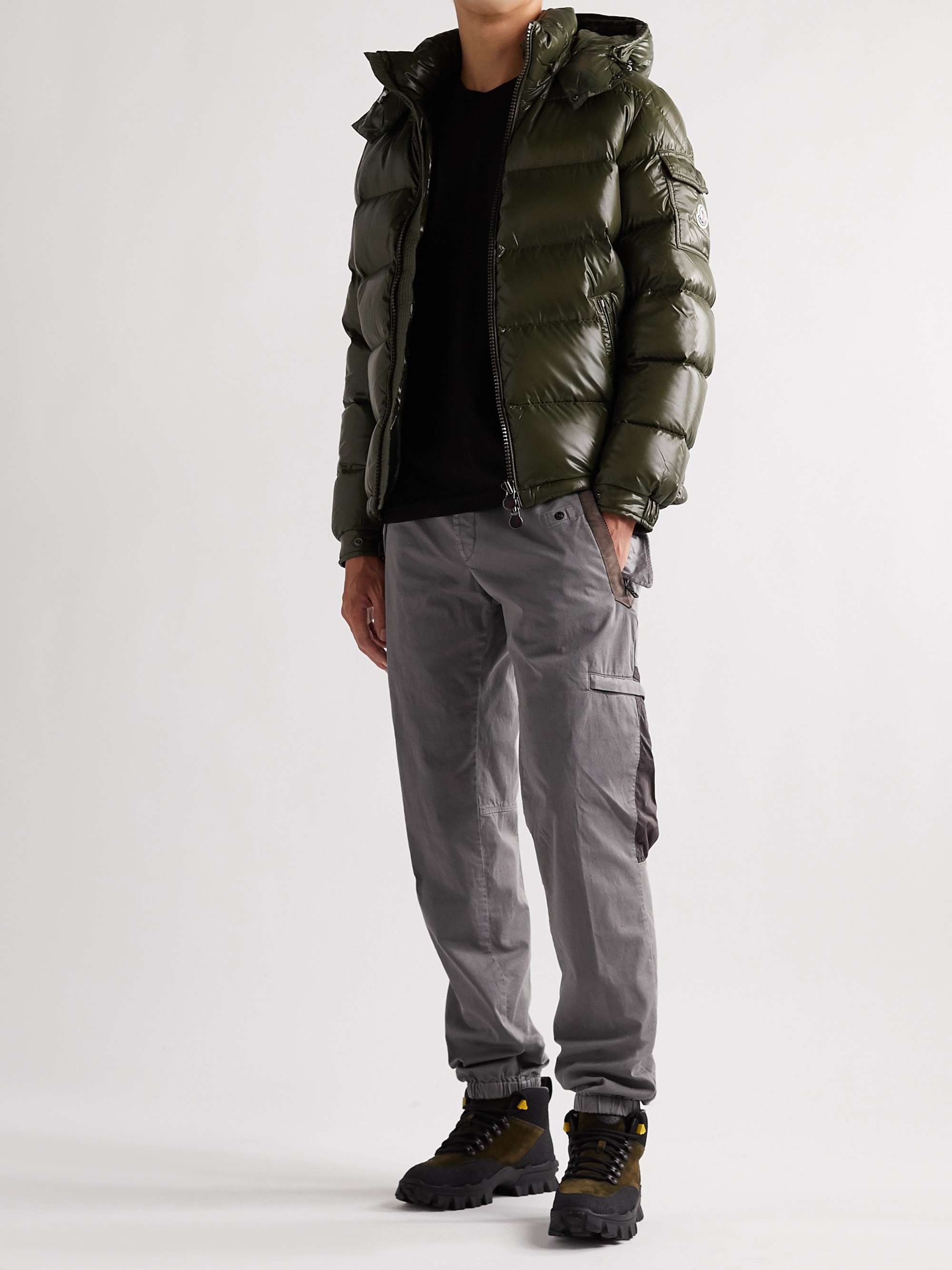 Tapered Belted Shell-Trimmed Stretch-Cotton Twill Cargo Trousers view