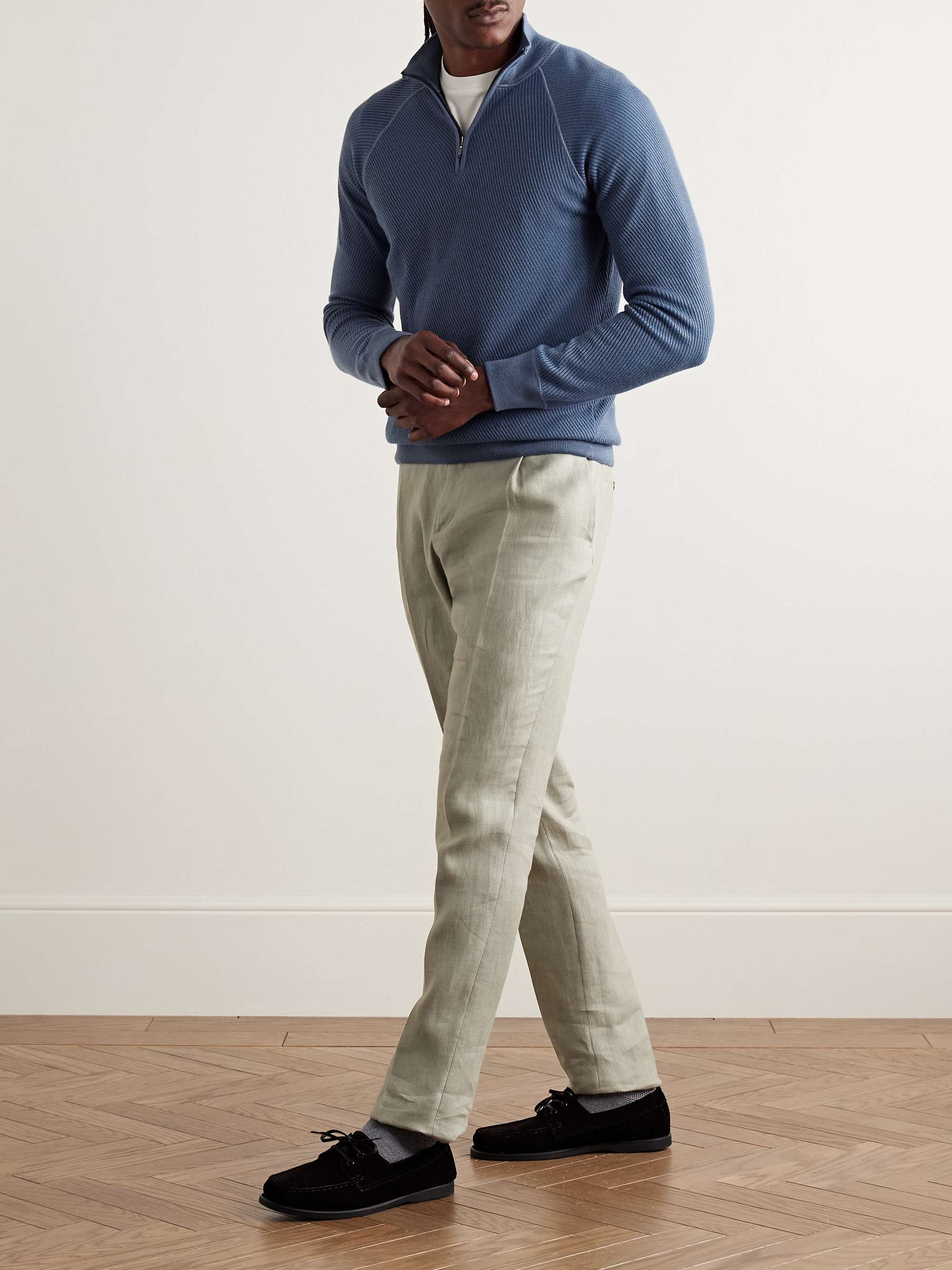 Ribbed Cashmere and Silk-Blend Half-Zip Sweater view