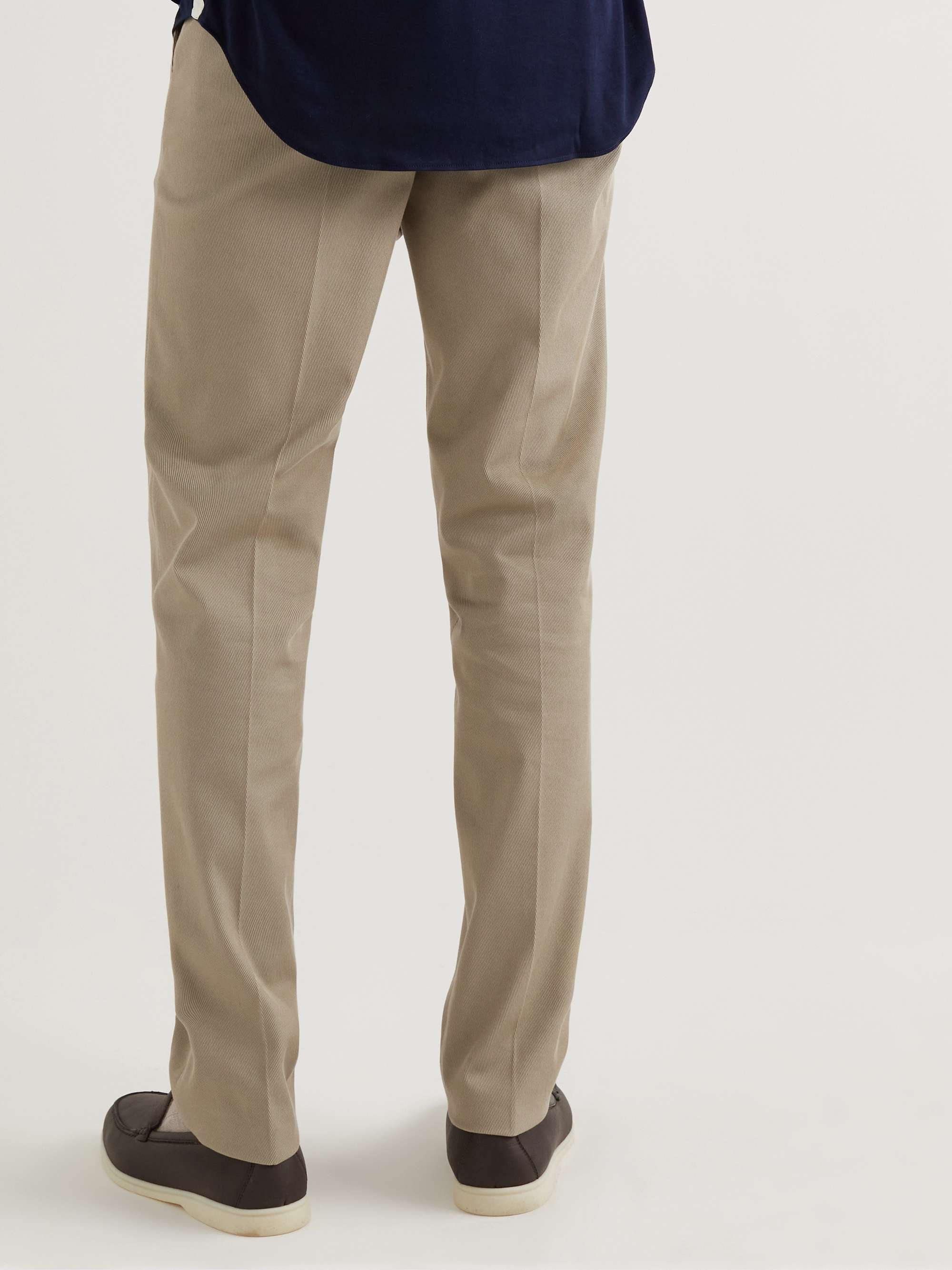 Slim-Fit Tapered Stretch-Cotton Twill Trousers view