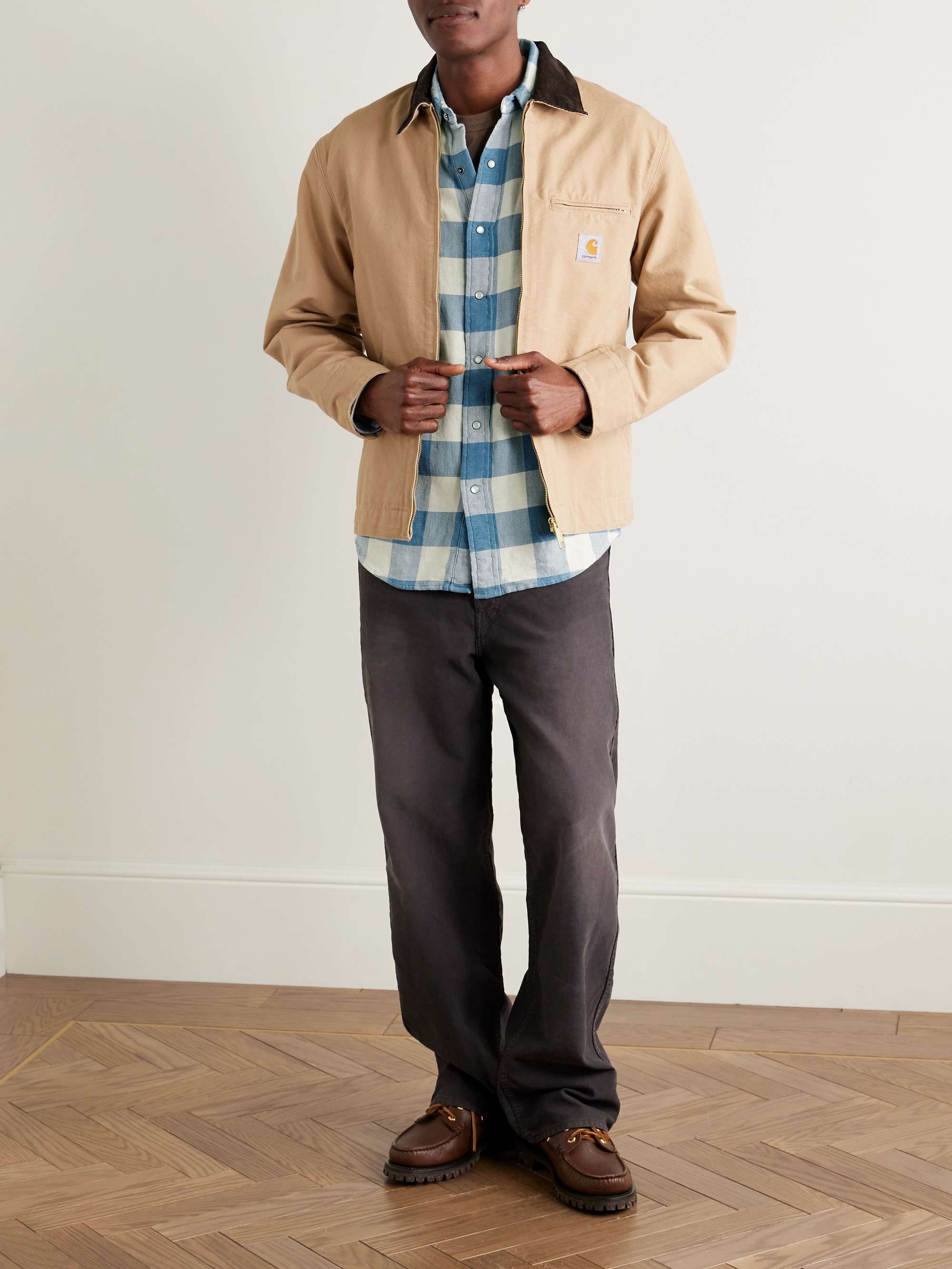 Buffalo-Checked Cotton and Linen-Blend Flannel Shirt view