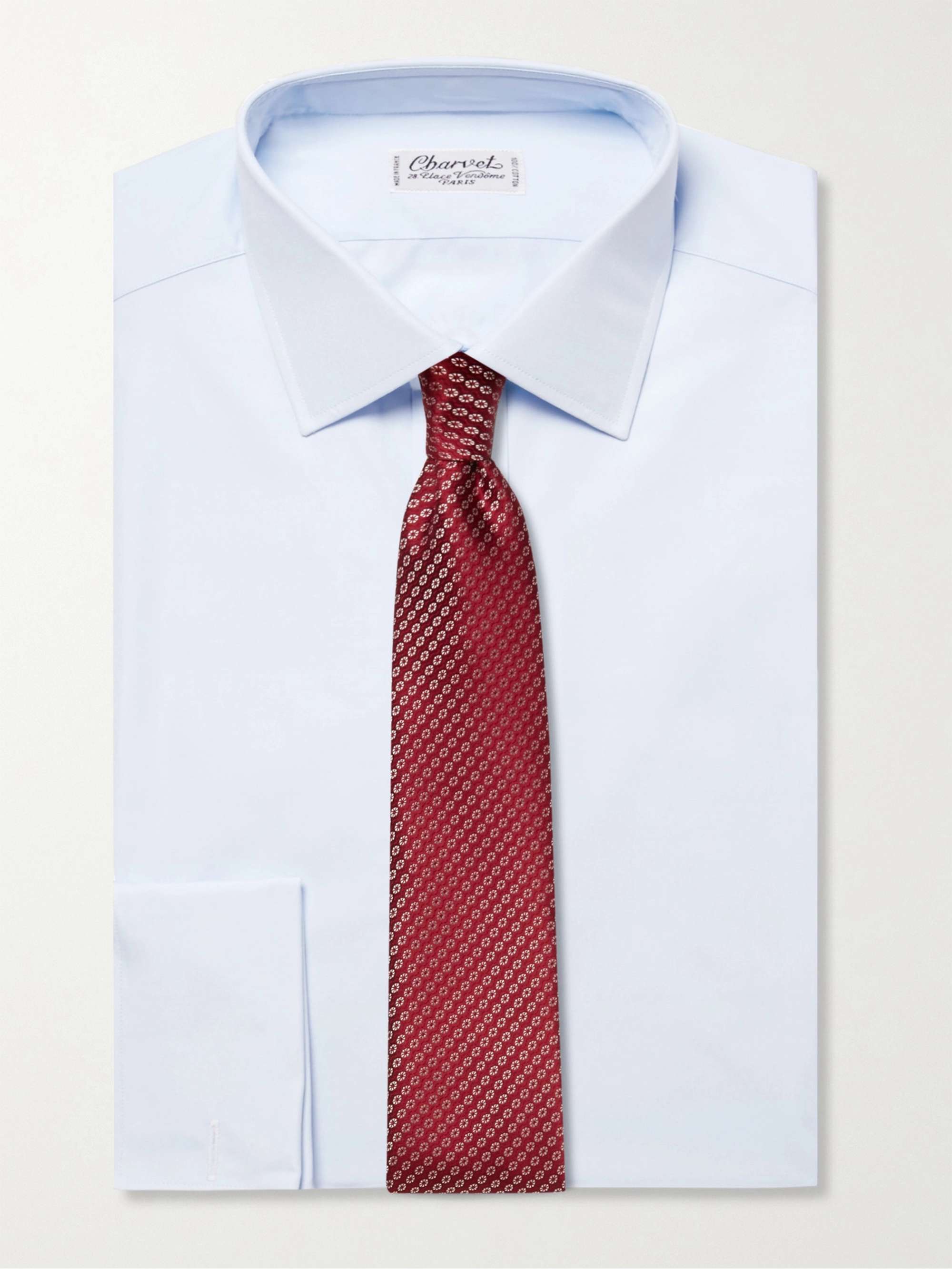 Blue Slim-Fit Double Cuff Cotton-Poplin Shirt view