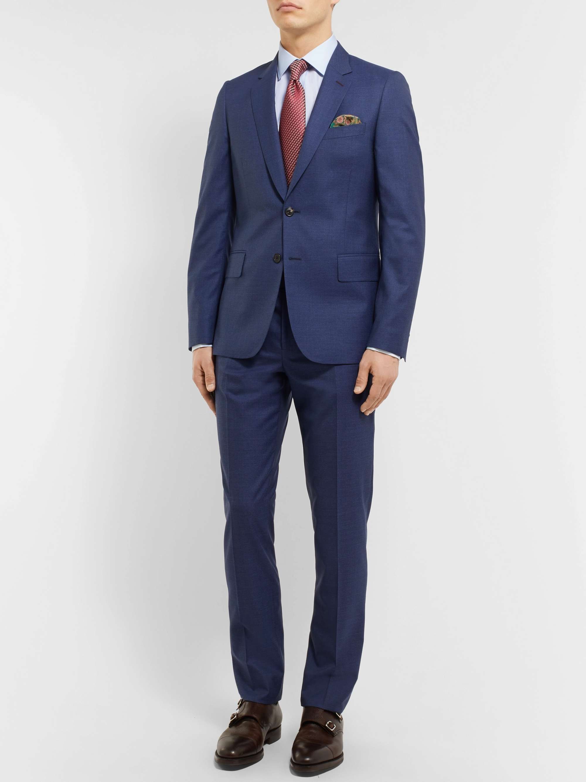 Blue Slim-Fit Double Cuff Cotton-Poplin Shirt view