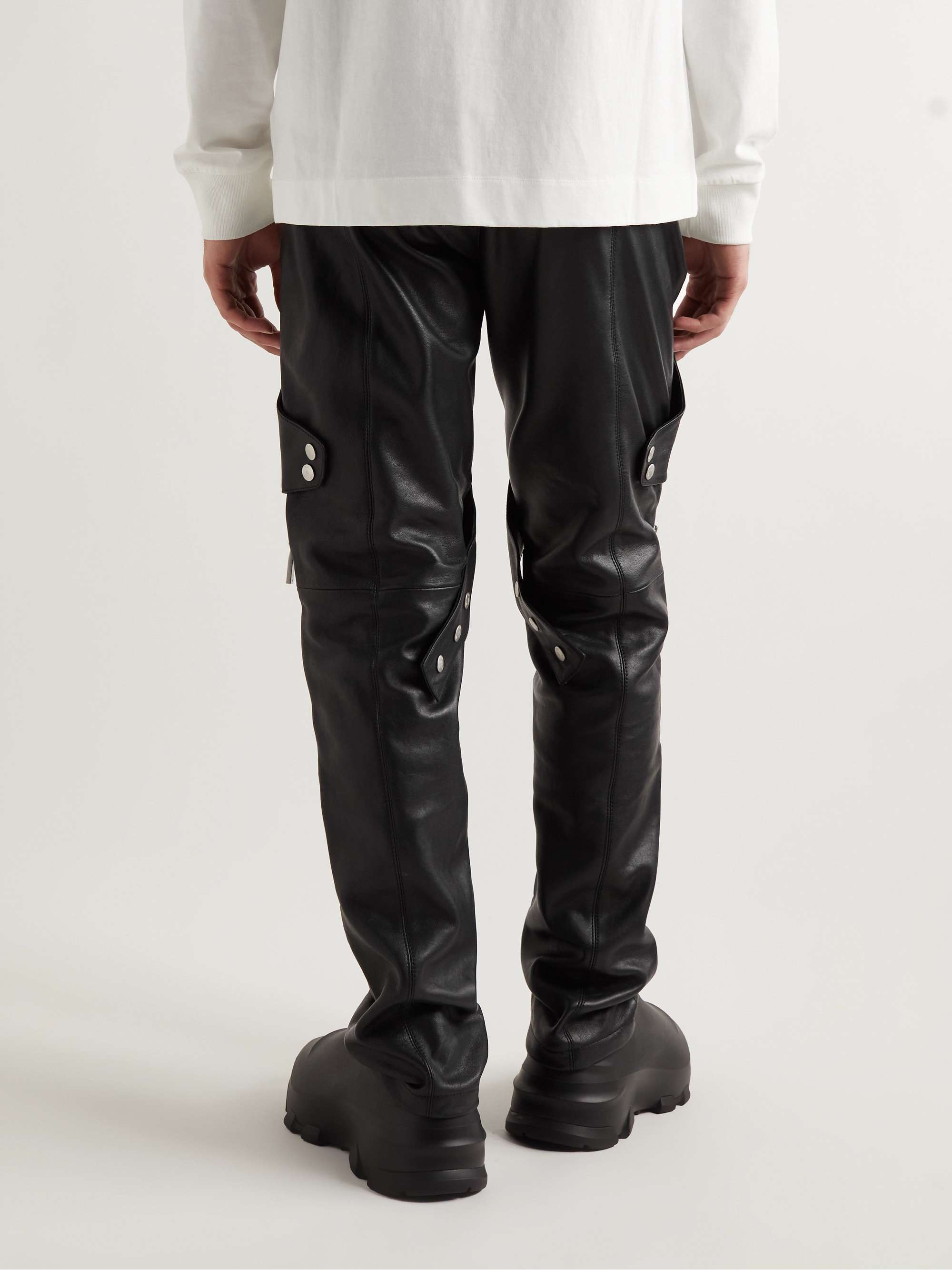 + Alyx Straight-Leg Panelled Zip-Embellished Leather Trousers view