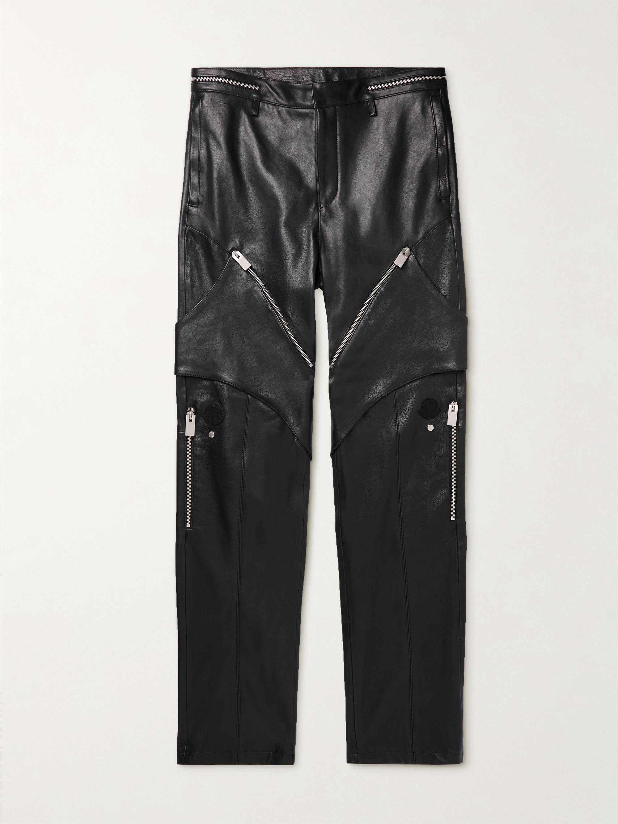 + Alyx Straight-Leg Panelled Zip-Embellished Leather Trousers view