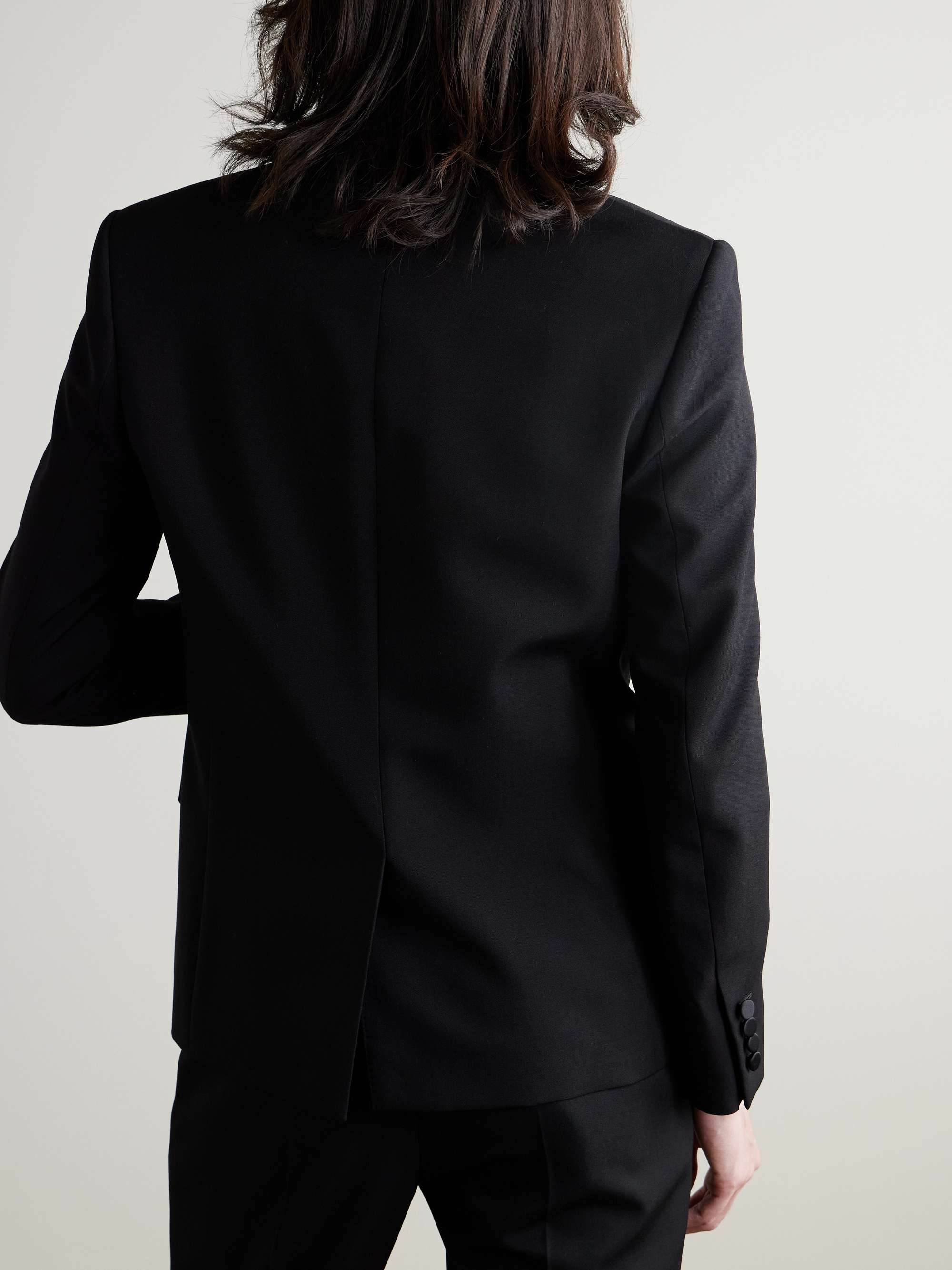 Slim-Fit Satin-Trimmed Wool Blazer view