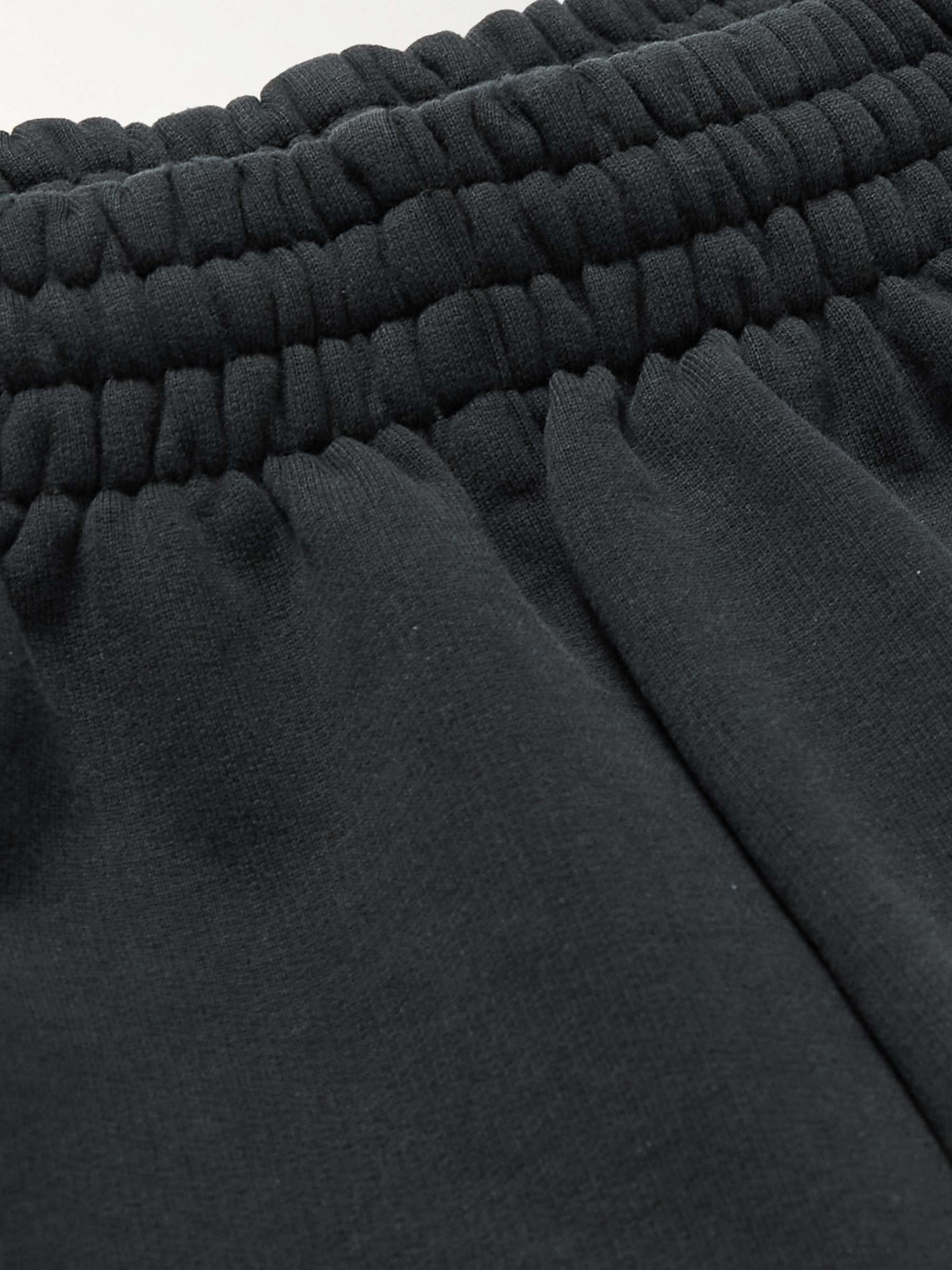 Wide-Leg Logo-Embroidered Distressed Cotton-Jersey Shorts view