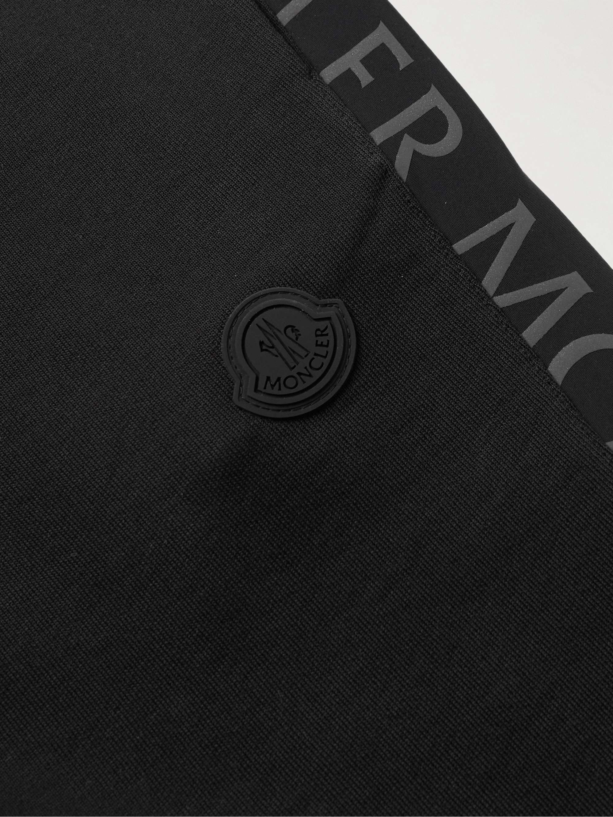 Slim-Fit Logo-Print Shell-Trimmed Cotton-Jersey Sweatpants view
