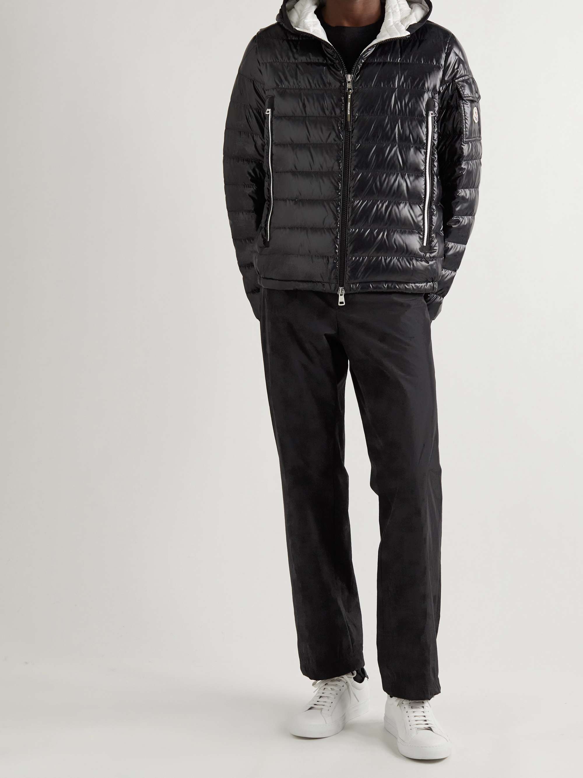 Galion Logo-Appliquéd Quilted Glossed-Shell Hooded Down Jacket view