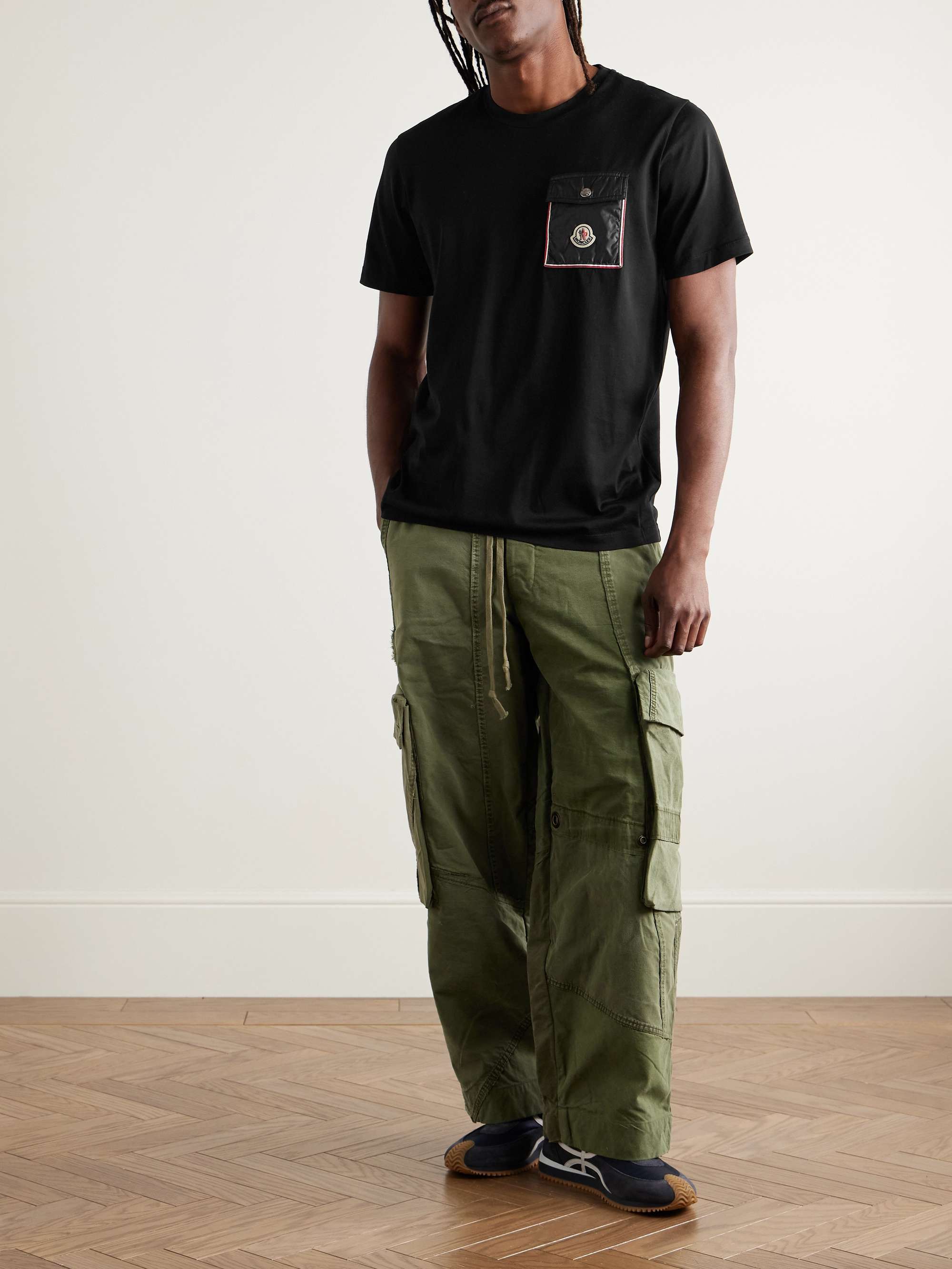 Logo-Appliquéd Shell-Trimmed Cotton-Jersey T-Shirt view