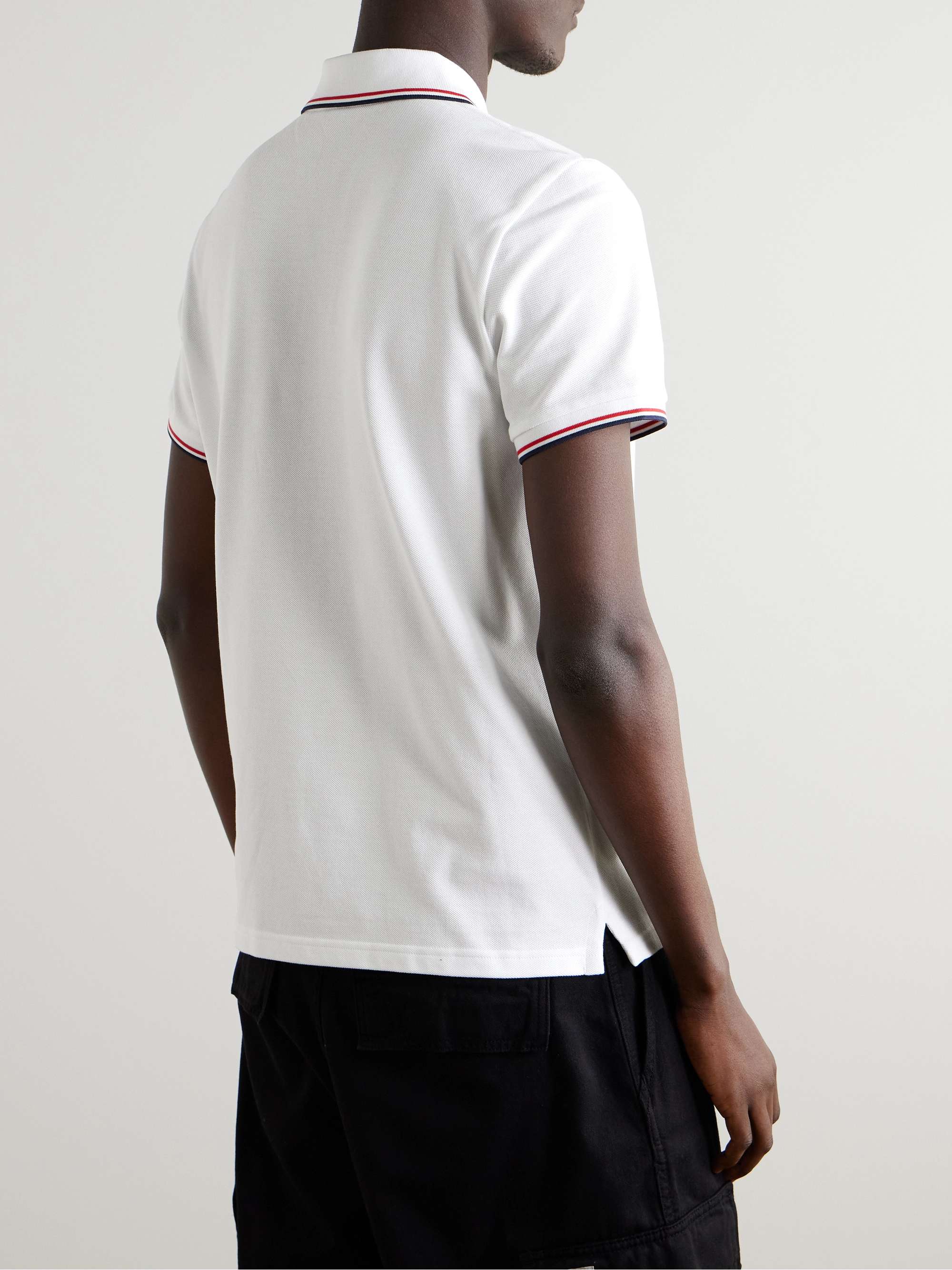 Logo-Appliquéd Striped Cotton-Piqué Polo Shirt view