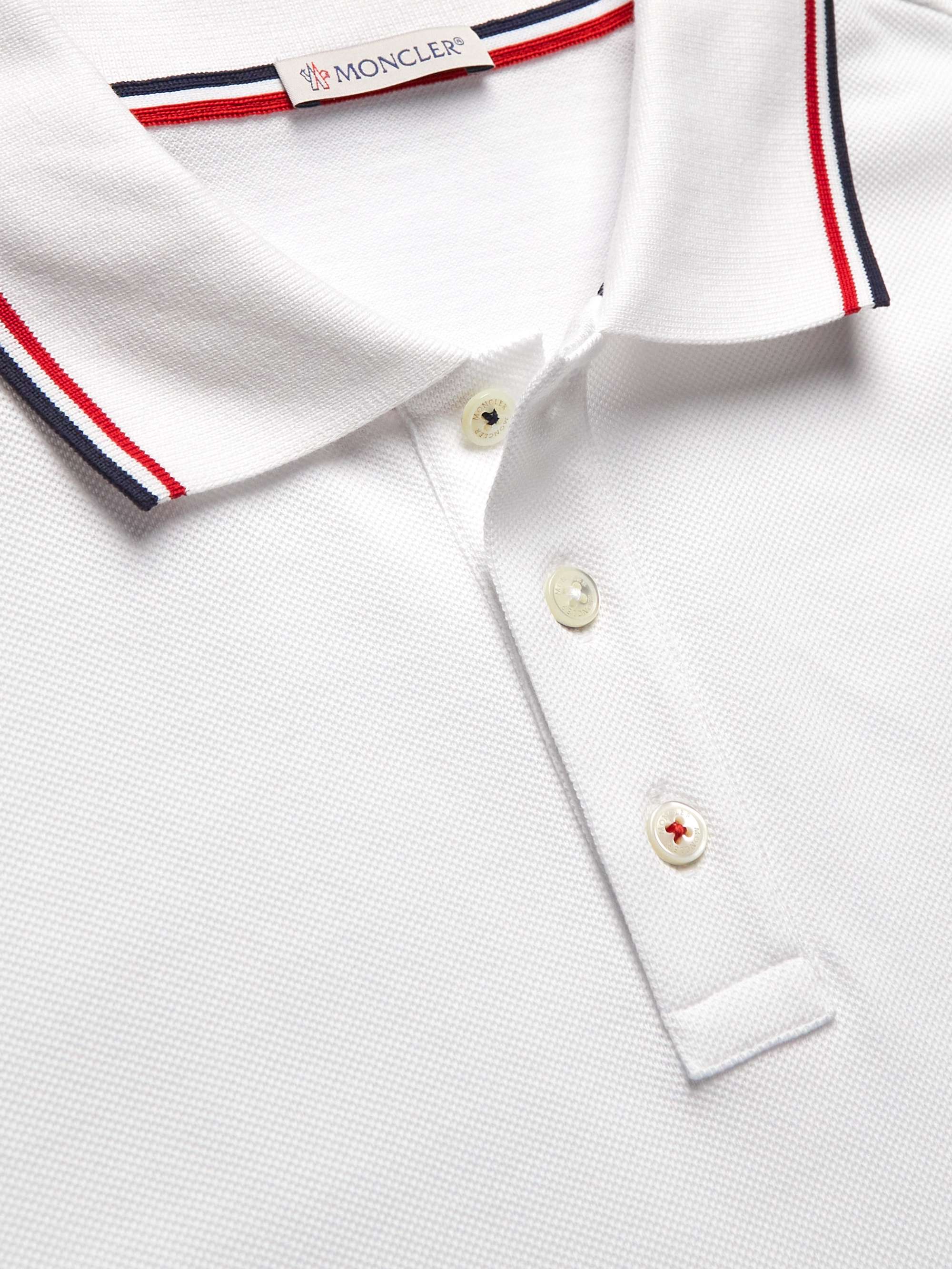 Logo-Appliquéd Striped Cotton-Piqué Polo Shirt view