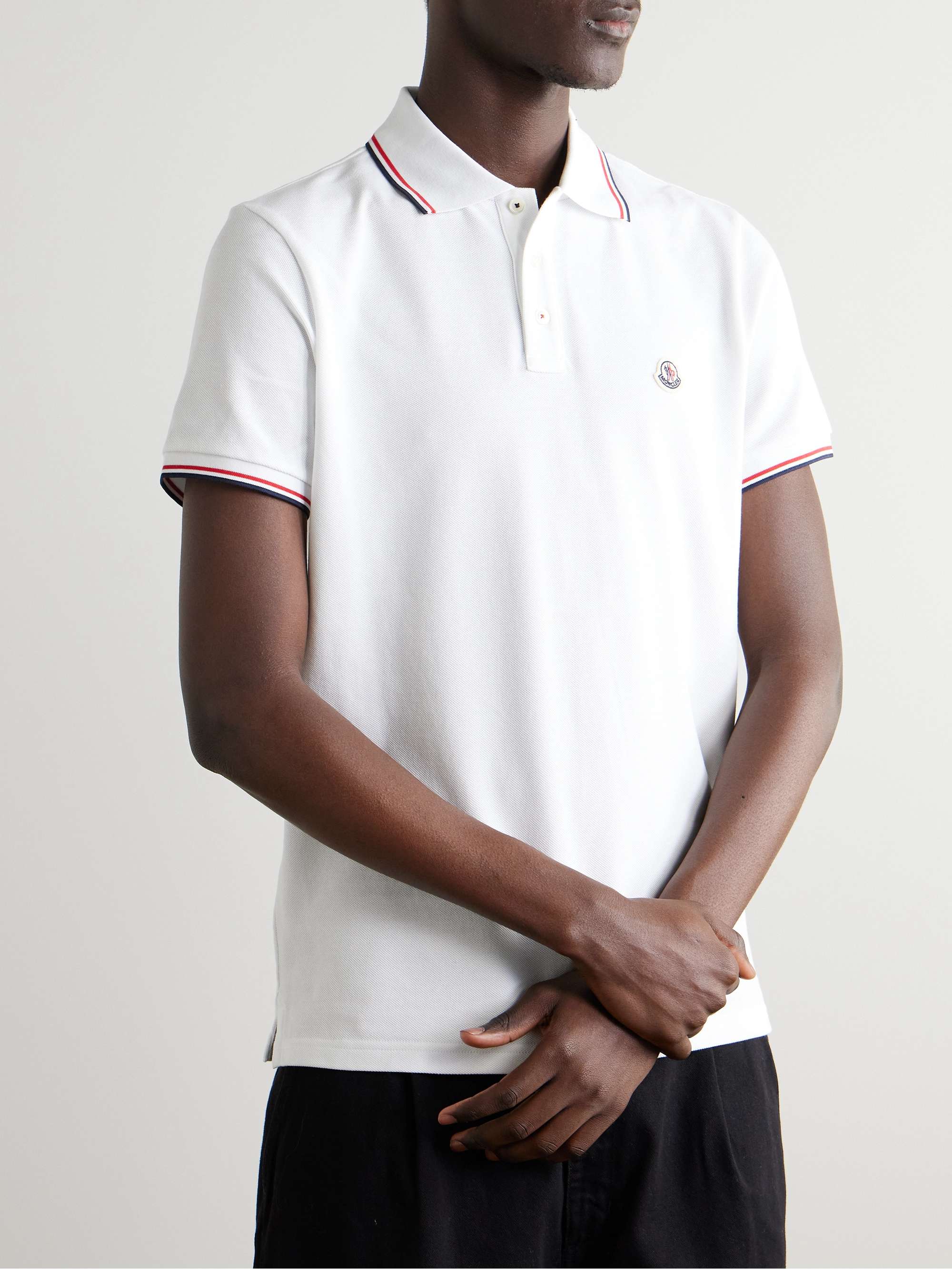 Logo-Appliquéd Striped Cotton-Piqué Polo Shirt view