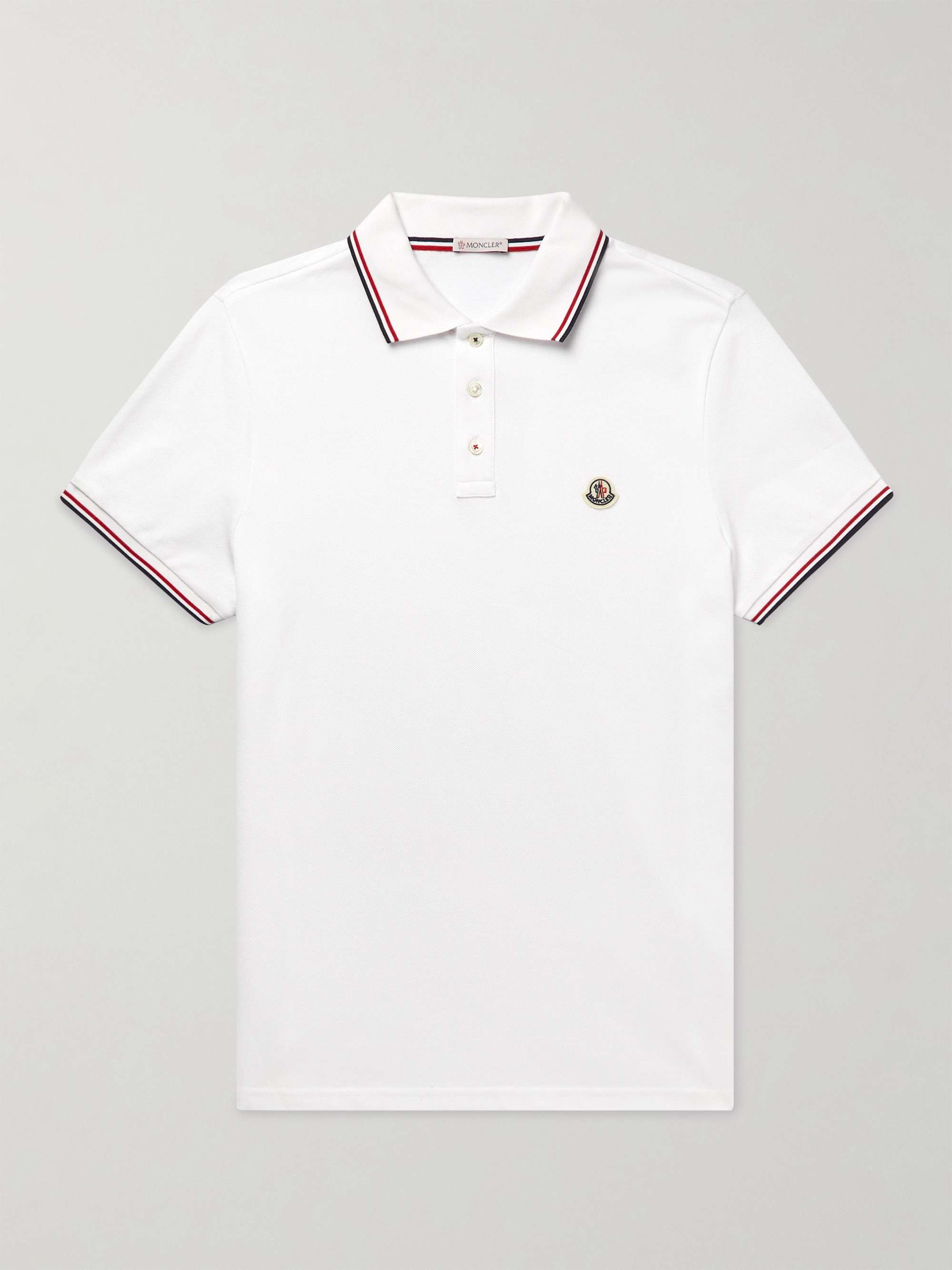 Logo-Appliquéd Striped Cotton-Piqué Polo Shirt view