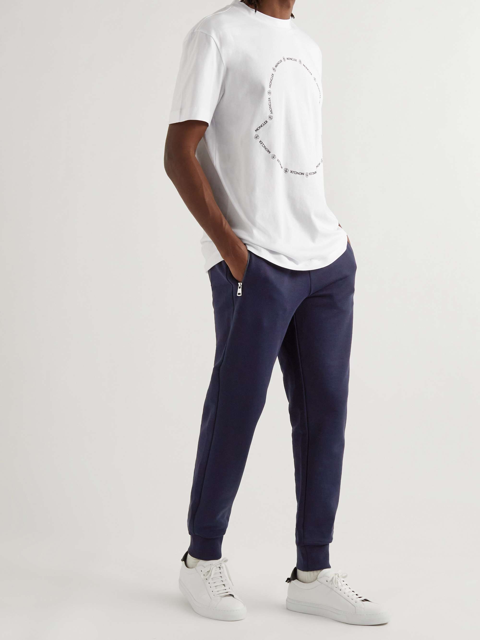 Tapered Logo-Appliquéd Shell-Trimmed Cotton-Jersey Sweatpants view
