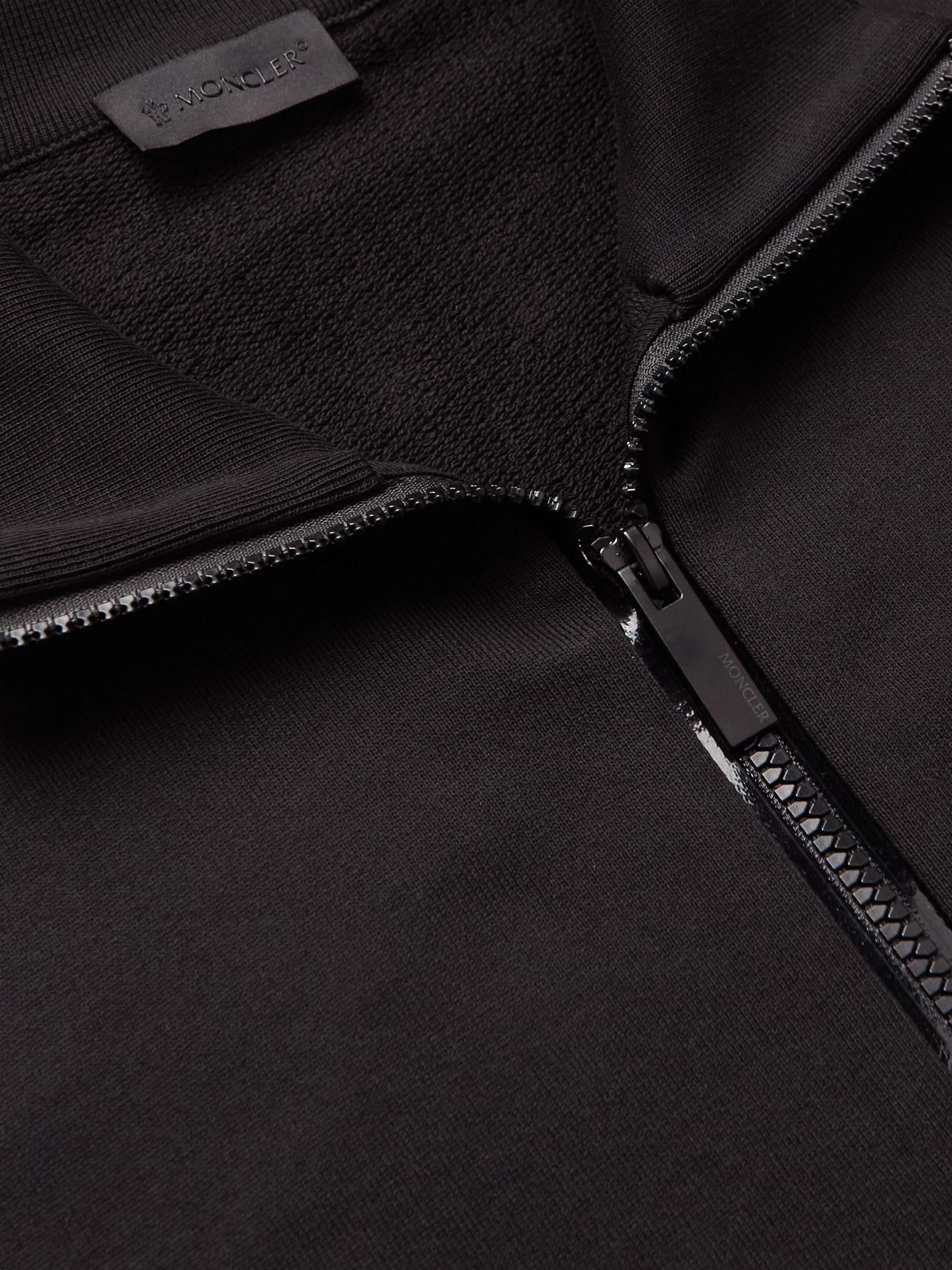 Logo-Print Shell-Trimmed Cotton-Jersey Zip-Up Sweatshirt view
