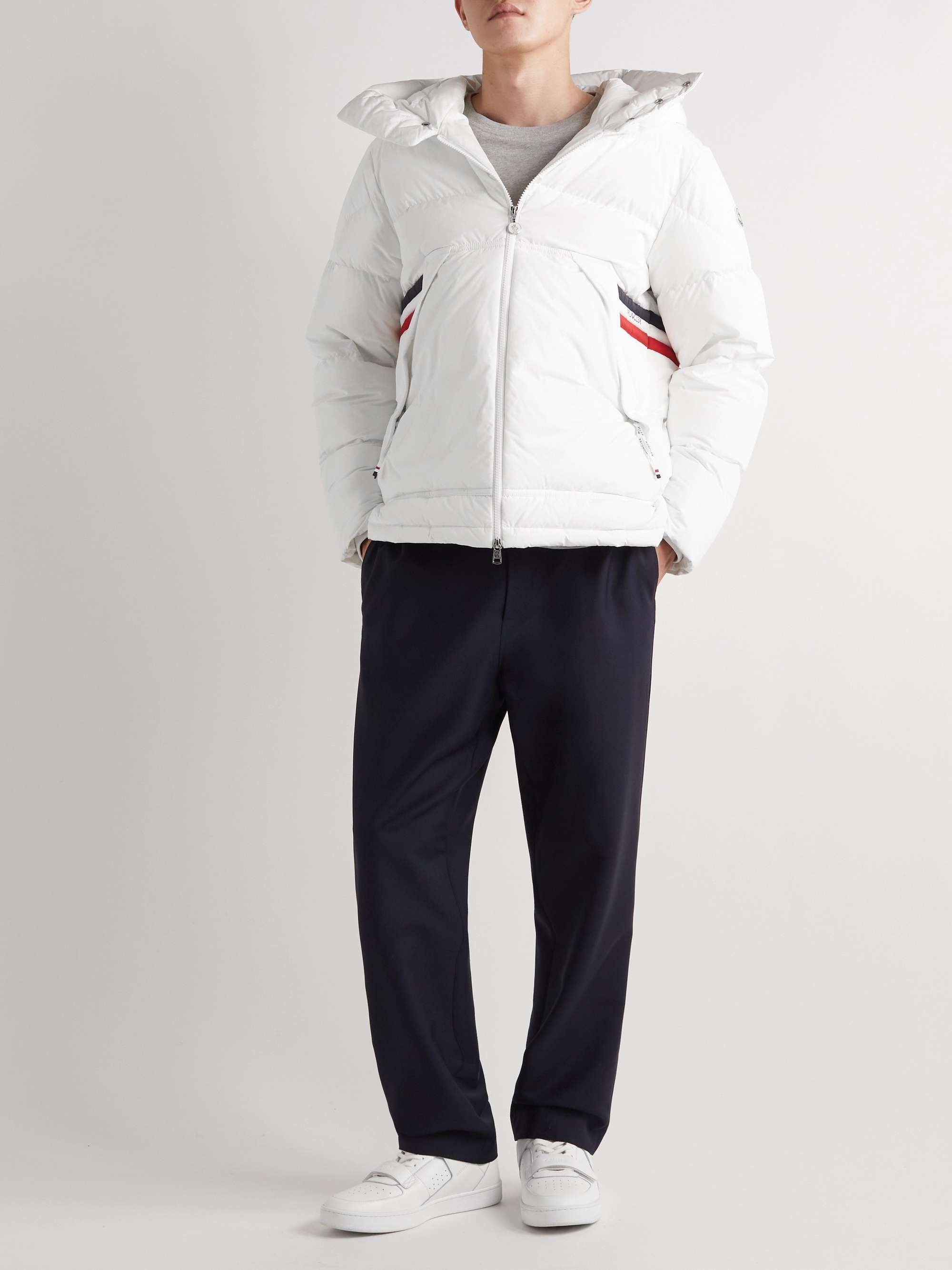 Fleole Logo-Print Striped Quilted Shell Hooded Down Jacket view