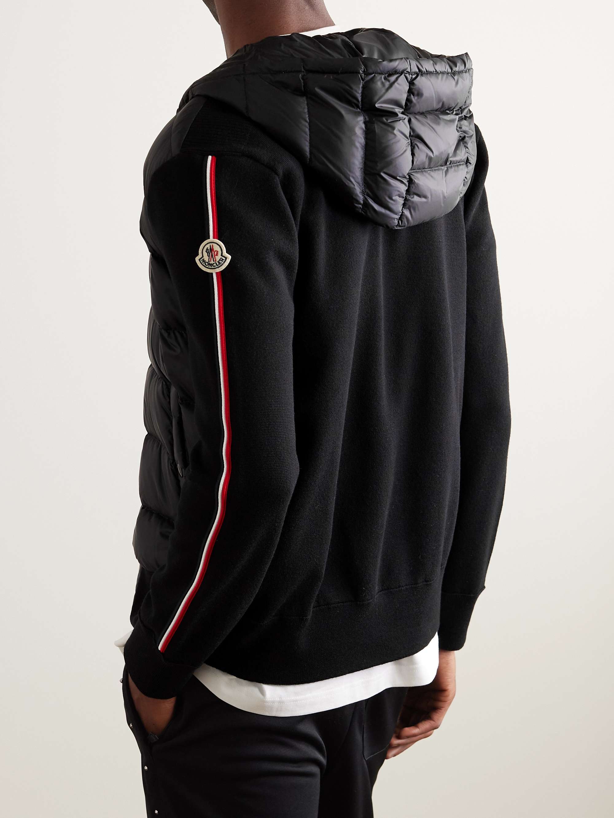 Slim-Fit Ribbed Wool and Quilted Shell Down Hooded Zip-Up Cardigan view