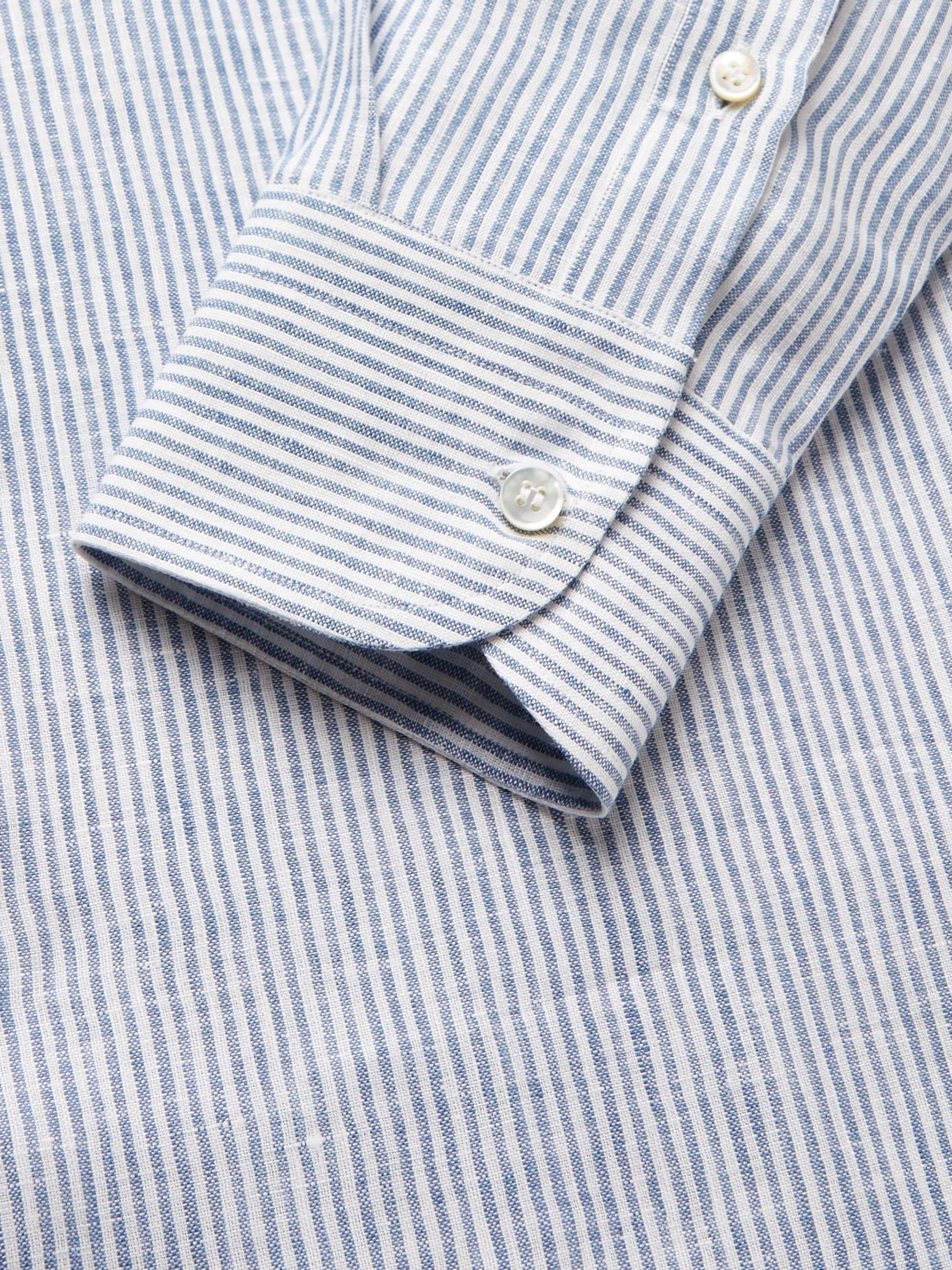 Albert Slim-Fit Cutaway-Collar Striped Linen Shirt view