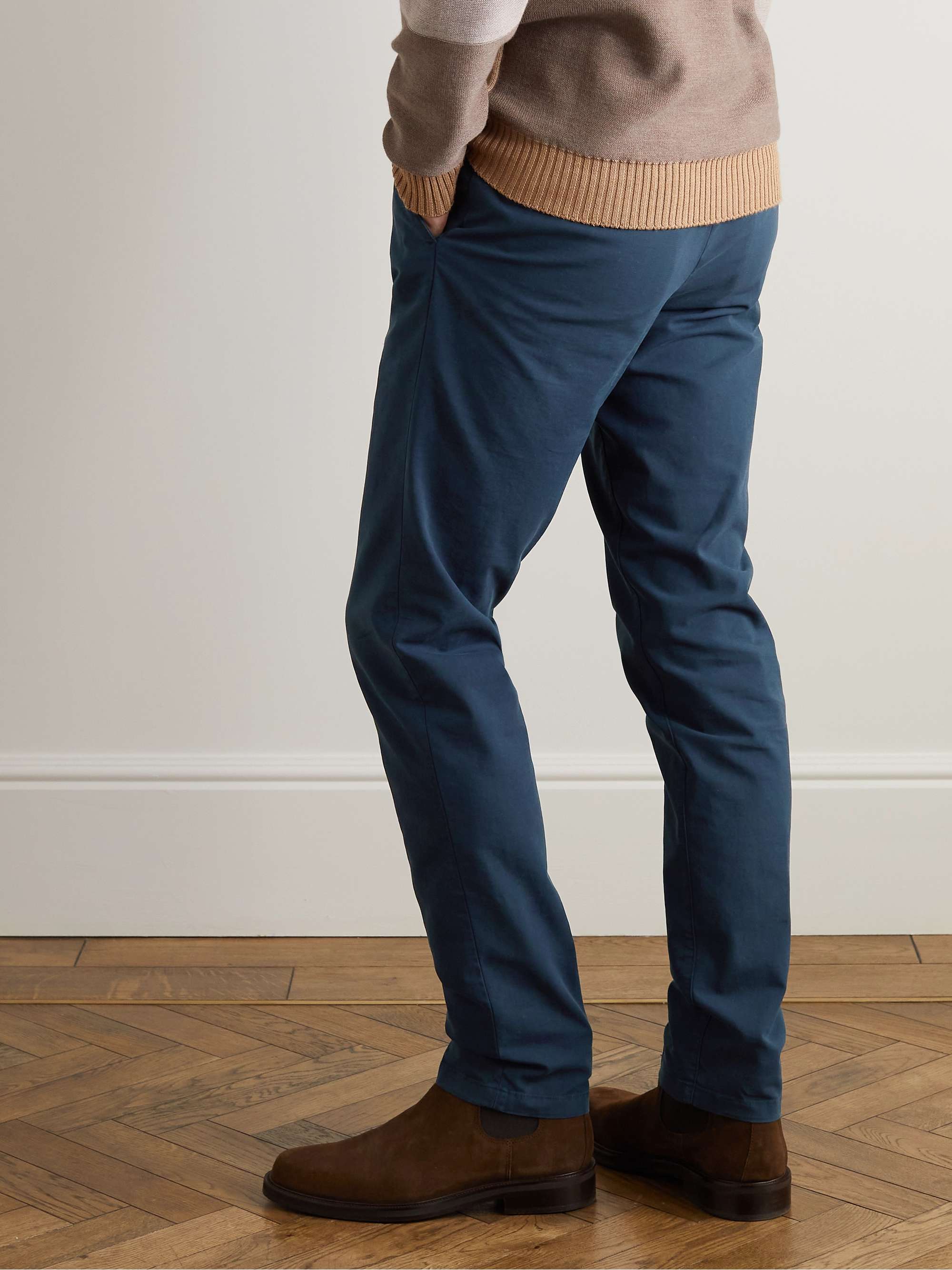 Pantaflat Slim-Fit Pleated Stretch-Cotton Trousers view